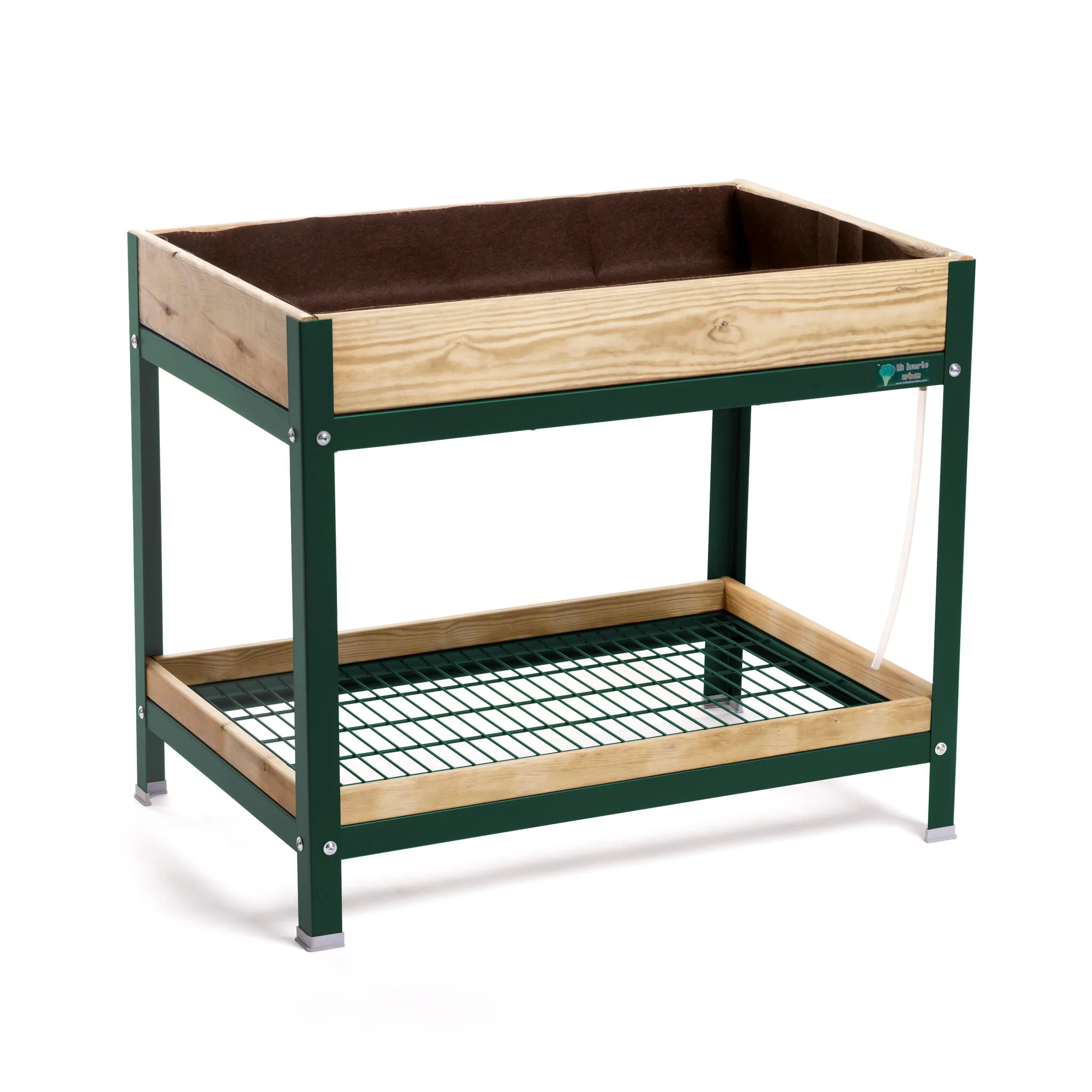 Mi Huerto Urban Jardinera Elevada Madera Con Bandeja Recoge Aguas | Estructura Metálica | Verde | 90x60x78cm