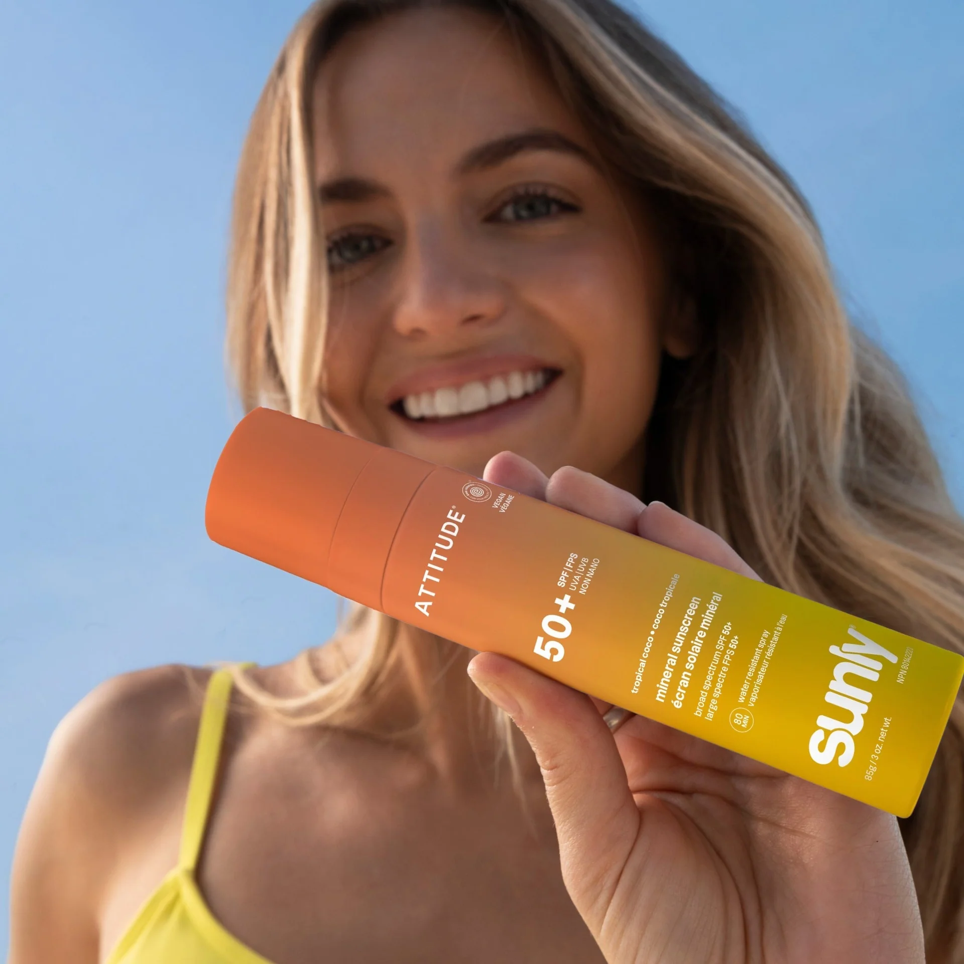 Mineral sunscreen Spray Face & Body SPF 50 Coco tropicale Attitude Sunly 75 ml - Image 2