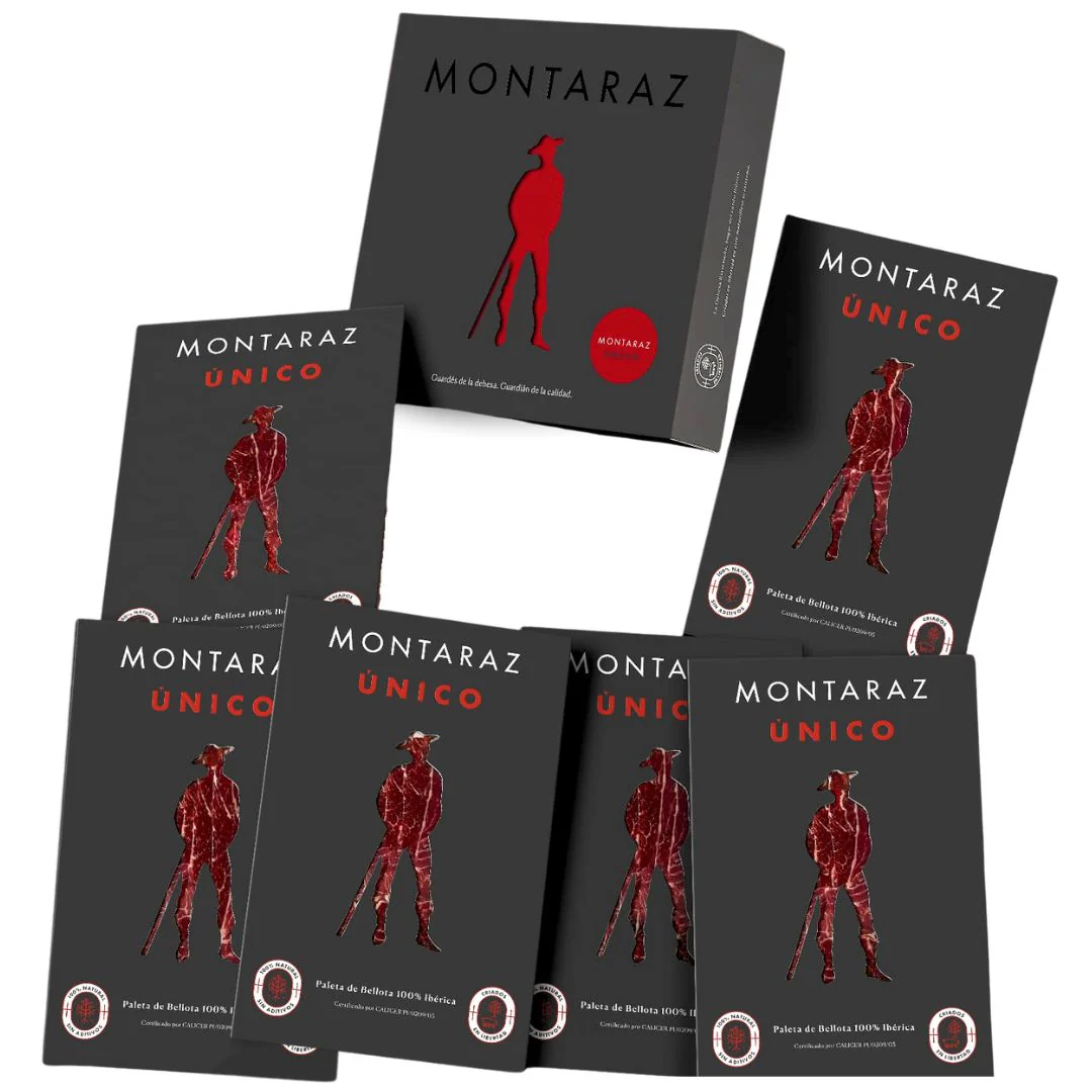 Montaraz® Caja Regalo Gourmet | 6 Loncheados De Paleta 100% Ibérica De Bellota Envasados Al Vacío (600gr) De Salamanca