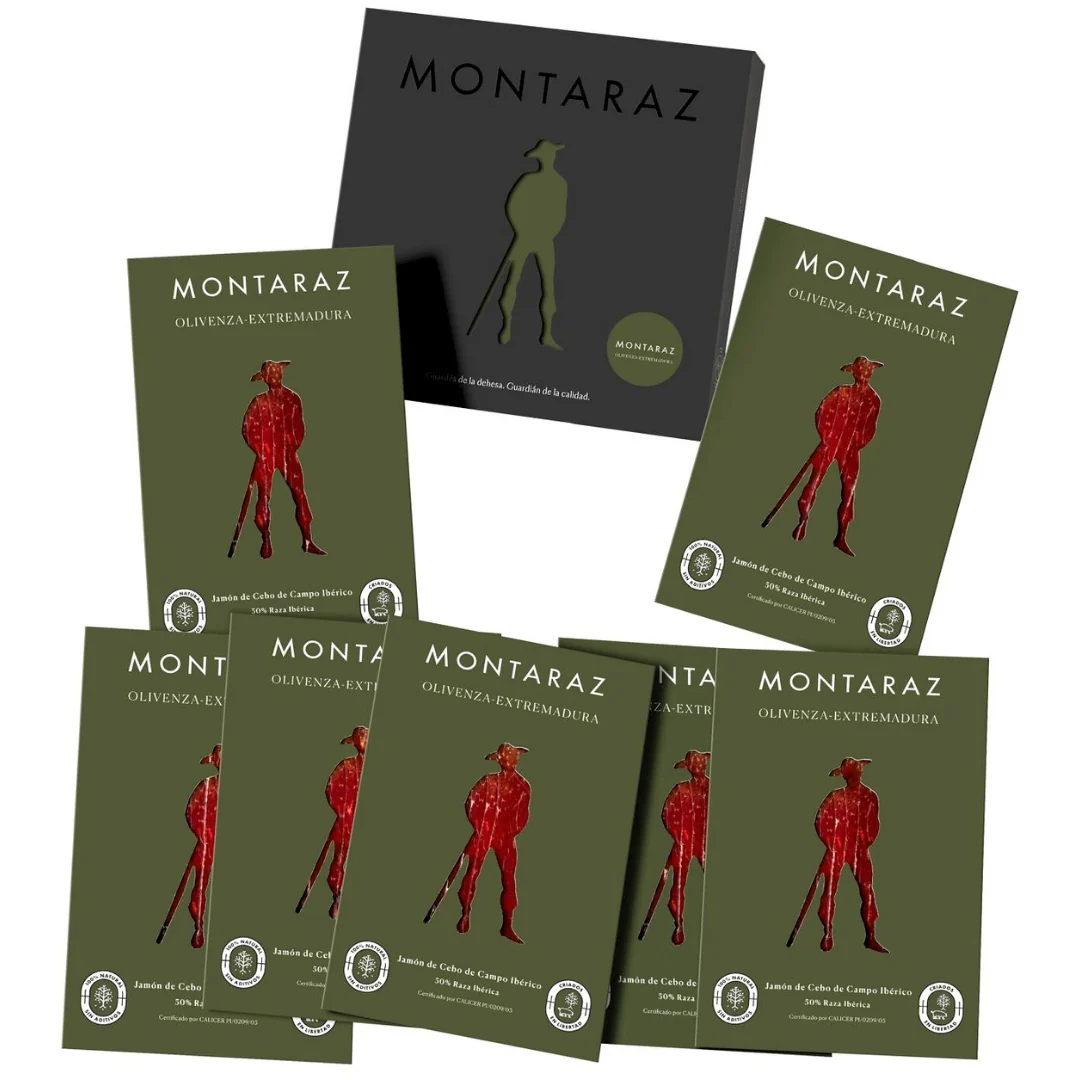 Montaraz® Caja Regalo Gourmet | 7 Loncheados De Jamón De Cebo De Campo Ibérico 50% Raza Ibérica Envasados Al Vacío 700g - Image 6
