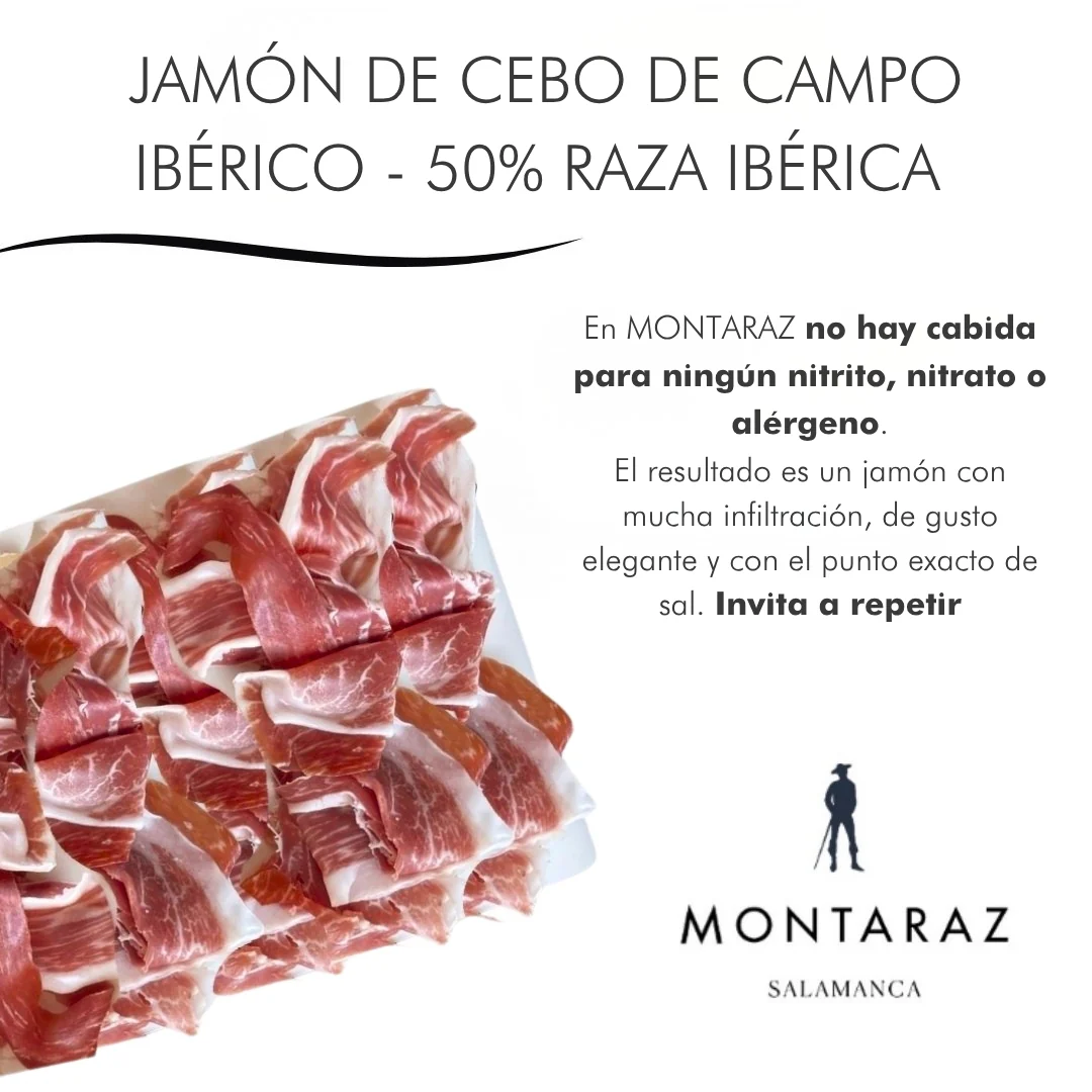 Montaraz® Jamon De Cebo De Campo Ibérico | 50% Raza Ibérica | Curación 24 Meses | Pieza De 8,5-9,5 Kg | 100% Natural - Image 2