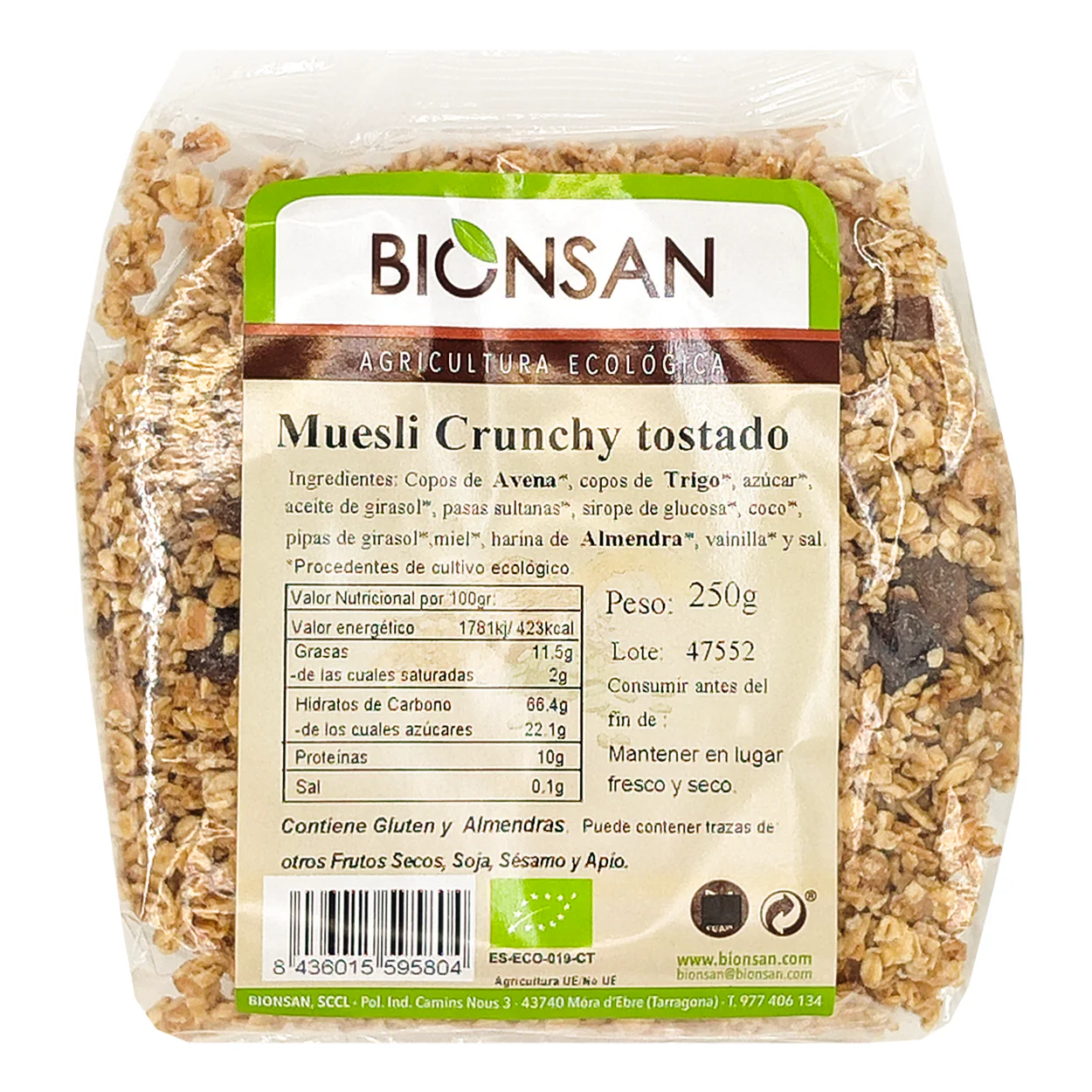 Muesli Tostado Con Miel Eco Bionsan 250gr