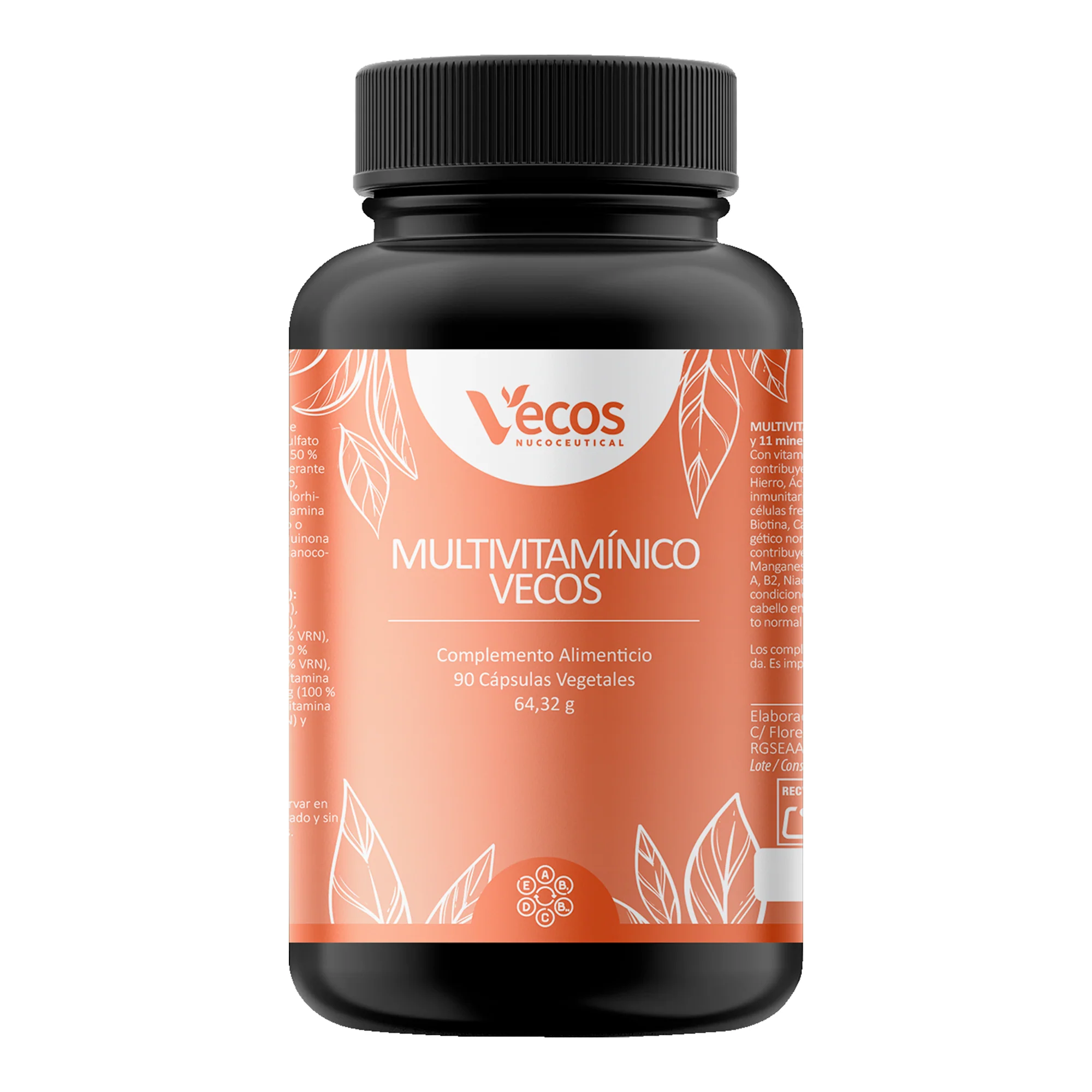 Multivitamínico Vecos 90 Cápsulas | Energía Diaria Y Sistema Inmunitario | 13 Vitaminas Y 11 Minerales