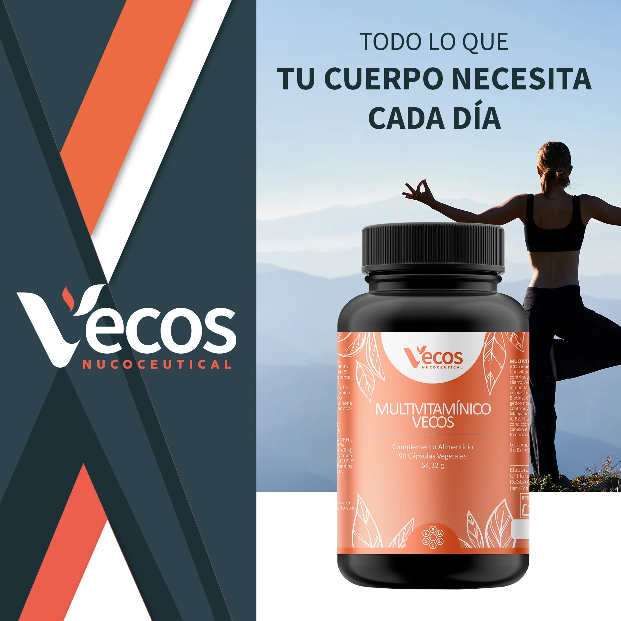 Multivitamínico Vecos 90 Cápsulas | Energía Diaria Y Sistema Inmunitario | 13 Vitaminas Y 11 Minerales - Image 2