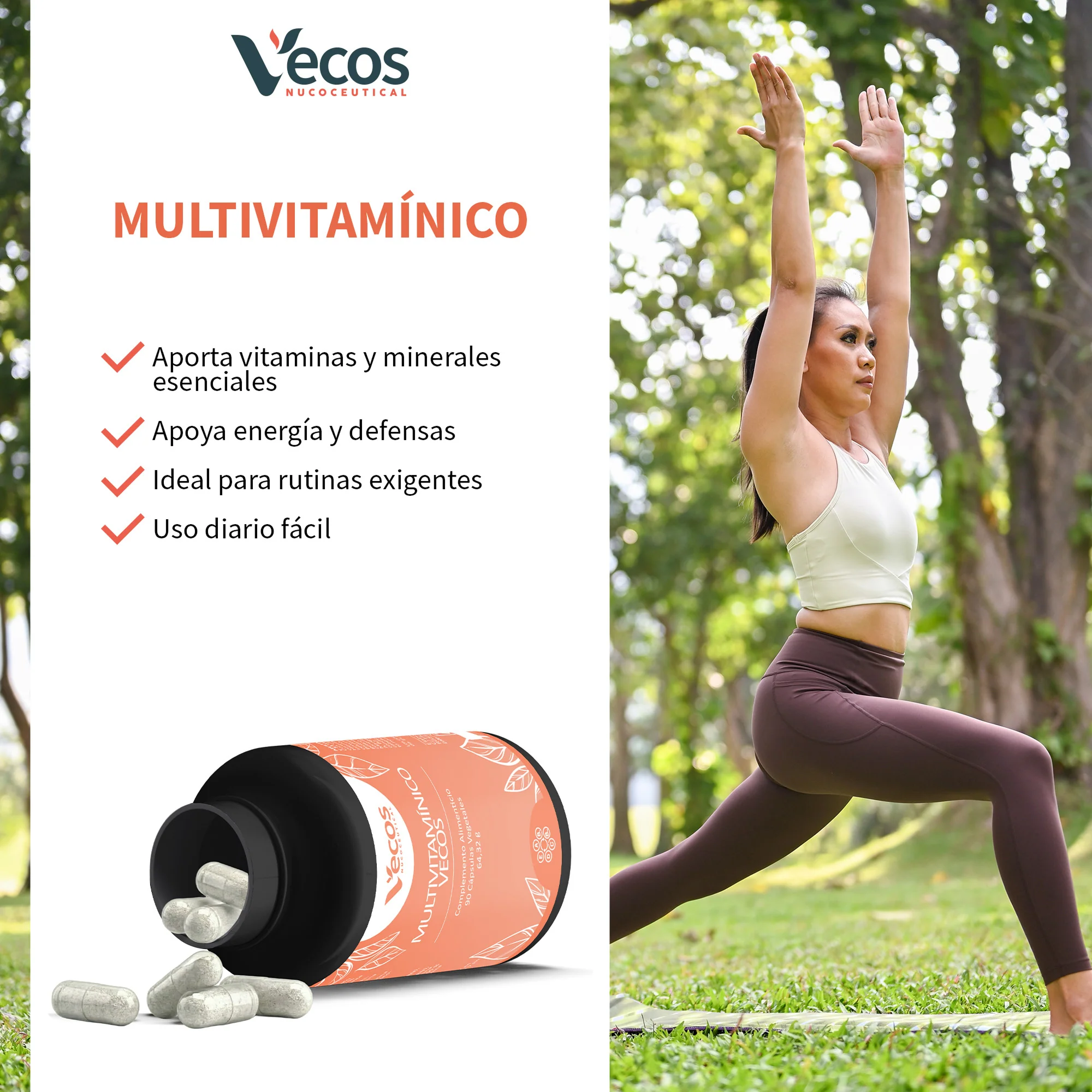 Multivitamínico Vecos 90 Cápsulas | Energía Diaria Y Sistema Inmunitario | 13 Vitaminas Y 11 Minerales - Image 4