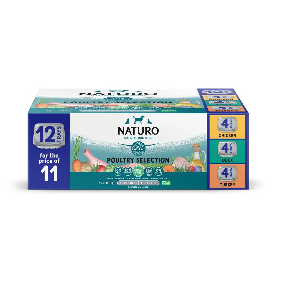 Naturo Comida Humeda Perro Grain Y Gluten Free Multipack 400g X 12 Tarrinas
