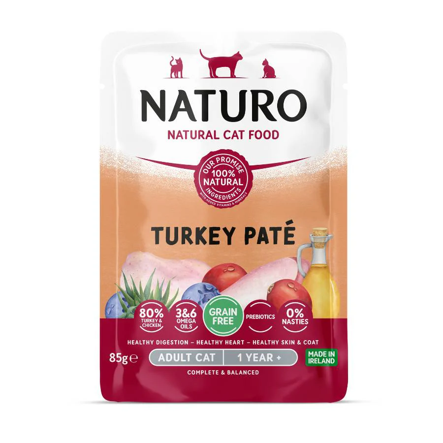 Naturo Gato Pate De Pavo 85g X 12 Sobres De Comida Humeda