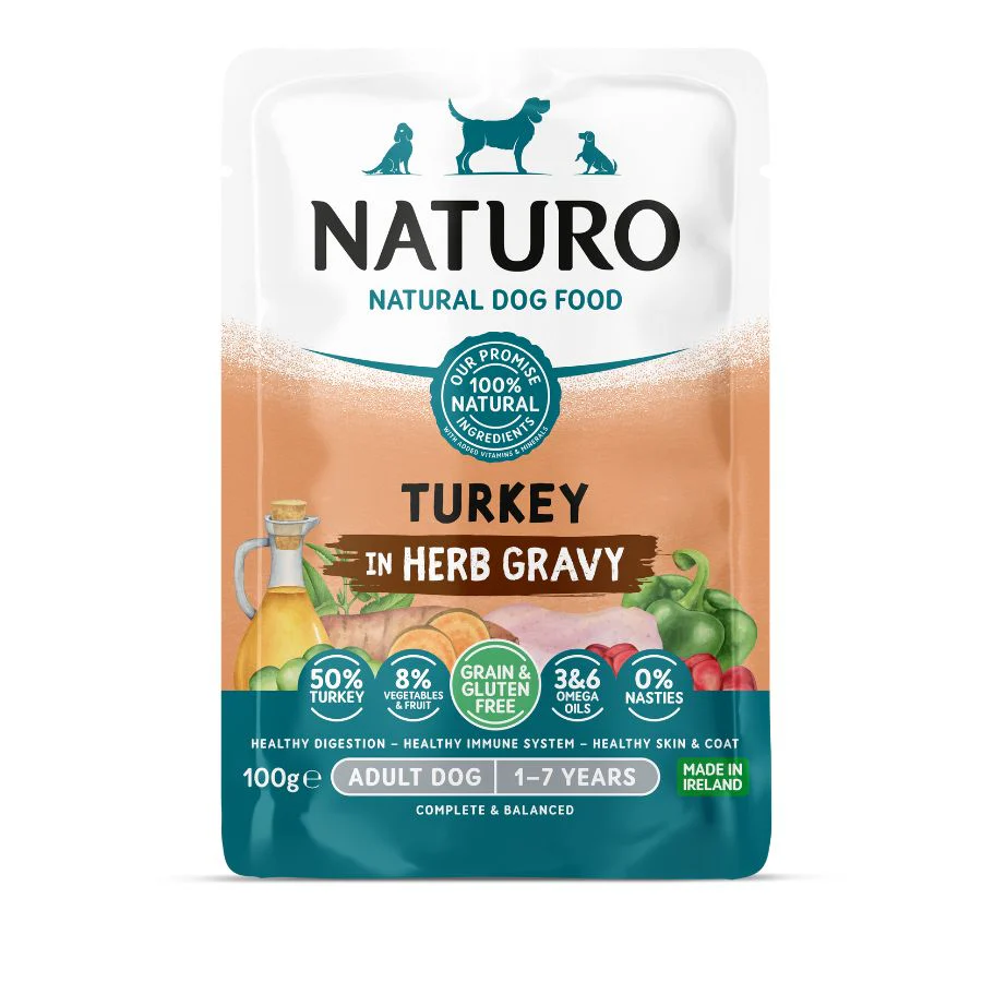 Naturo Perro Grain Y Gluten Free Pavo 100g X 12 Sobres Comida Humeda