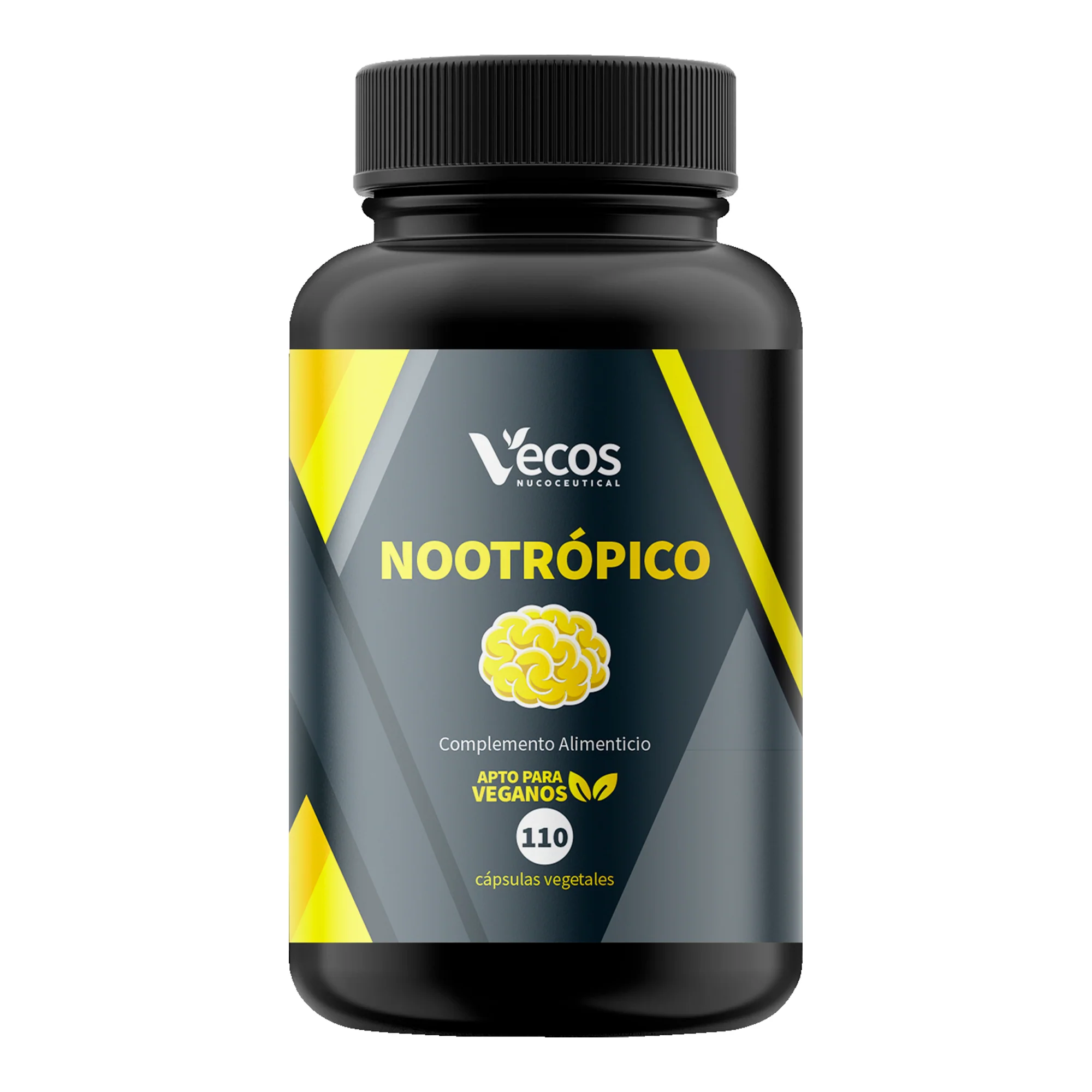 Nootrópico Natural Vecos 110 Cápsulas | Concentración Y Foco Mental | Cafeína + Teanina + Bacopa + Ginkgo