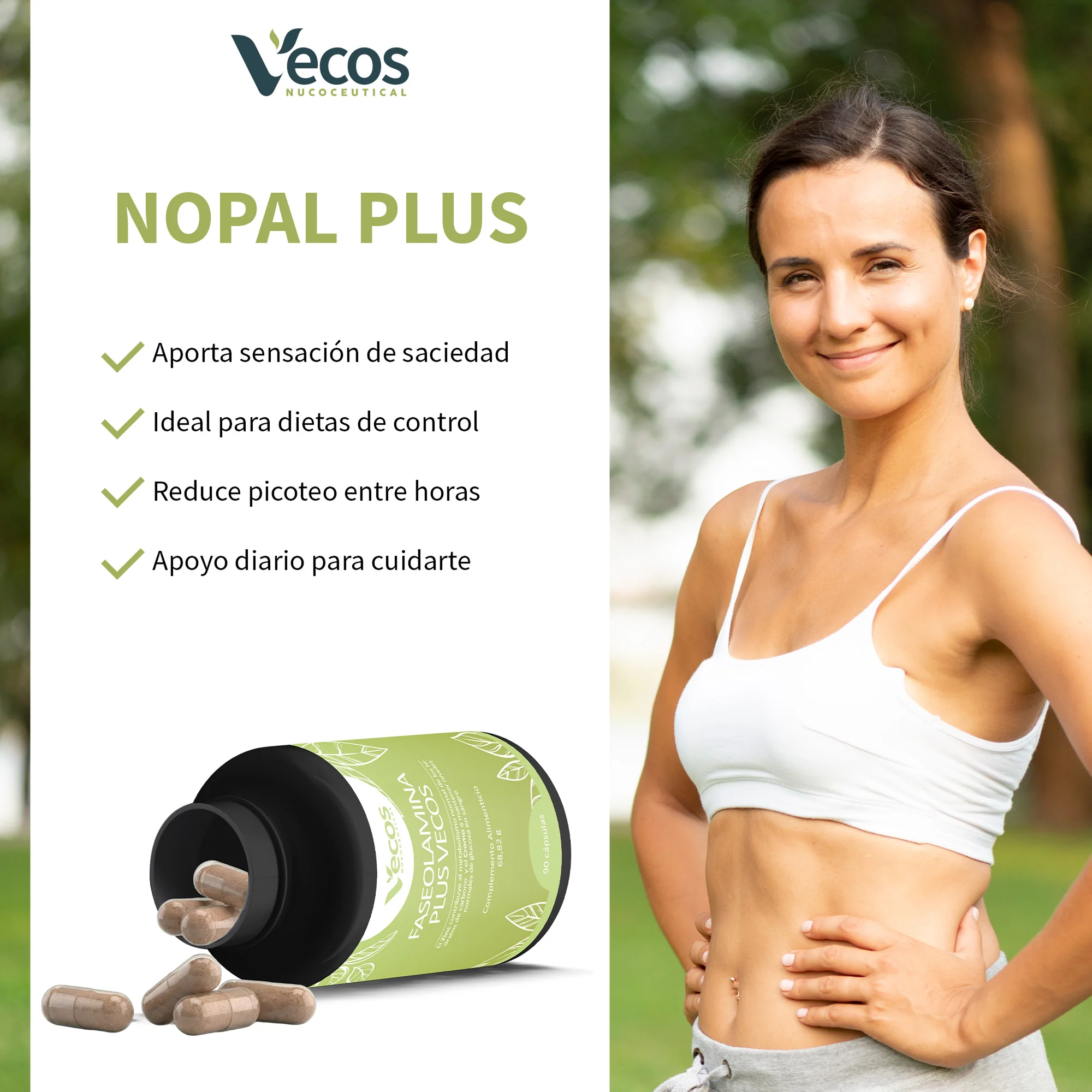 Nopal Plus Vecos 90 Cápsulas | Sensación De Saciedad - Image 3