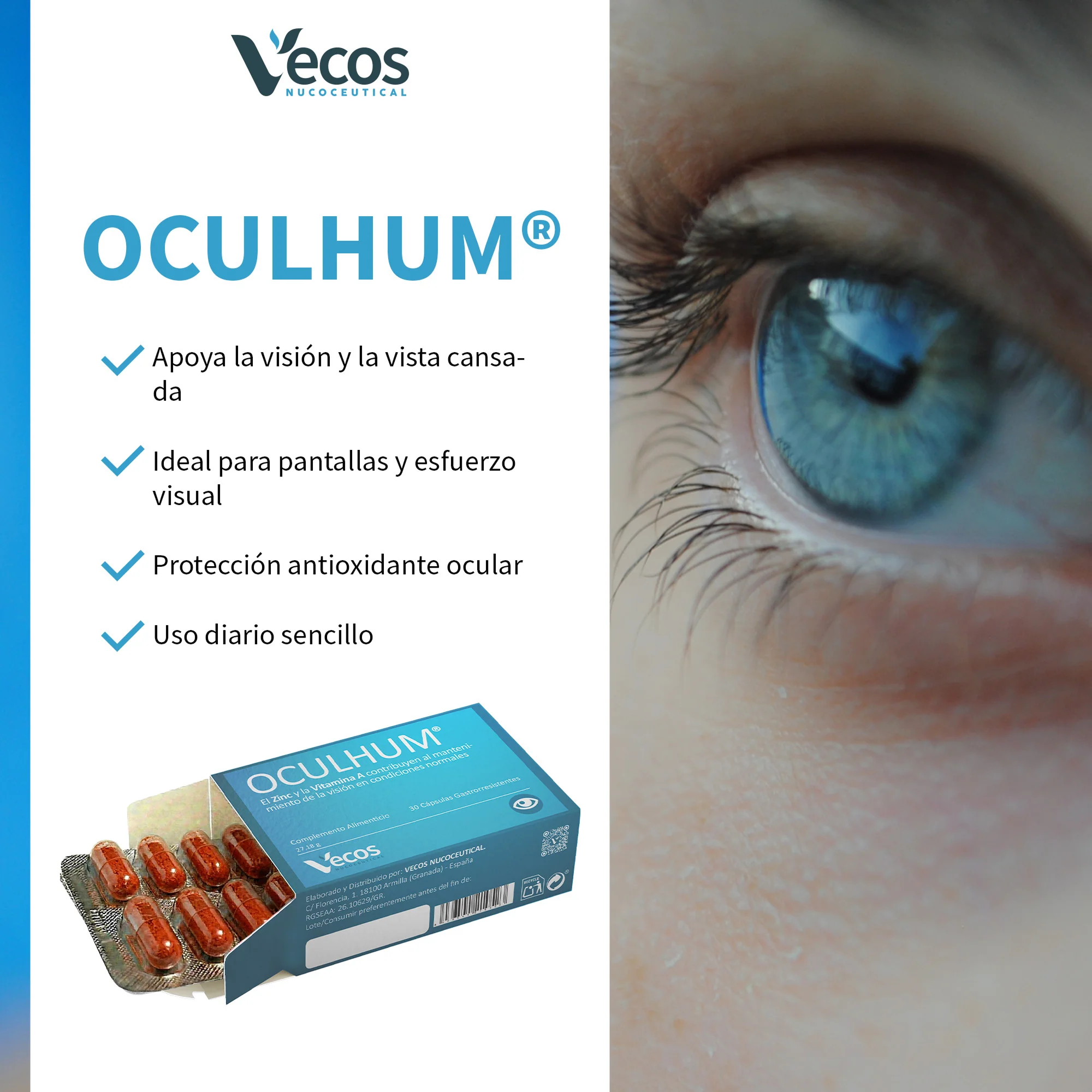 Oculhum Vecos 30 Cápsulas | Vista Y Salud Ocular | Dha, Maquibright®, Zinc Y Vitamina A - Image 4