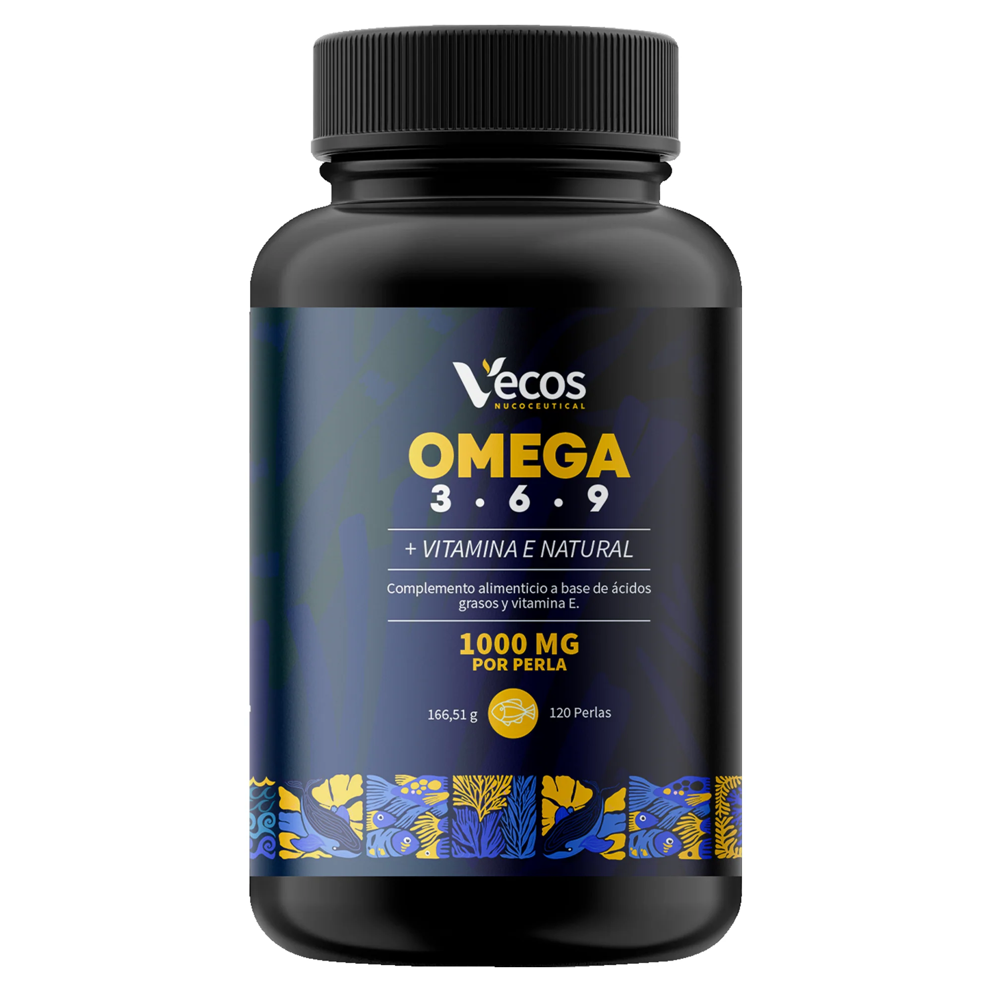 Omega 3-6-9 Vecos 120 Perlas | Corazón, Visión Y Cerebro | Ácidos Grasos Epa, Dha, Gla, Ala + Vitamina E
