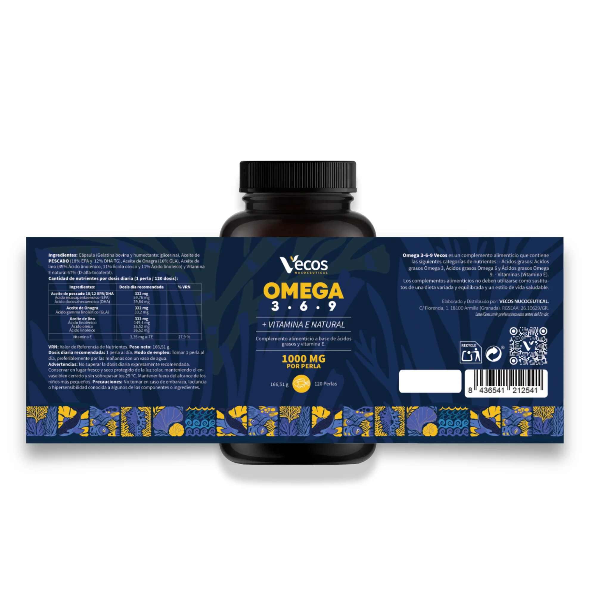 Omega 3-6-9 Vecos 120 Perlas | Corazón, Visión Y Cerebro | Ácidos Grasos Epa, Dha, Gla, Ala + Vitamina E - Image 5
