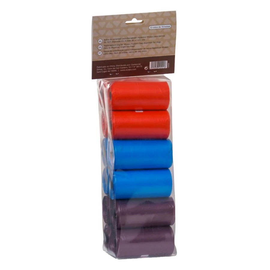 Pack 12 Rollos Colores Variados De Bolsas Higiénicas Recoge Excrementos De Perro. Rollo De 15 Bolsas - Image 2