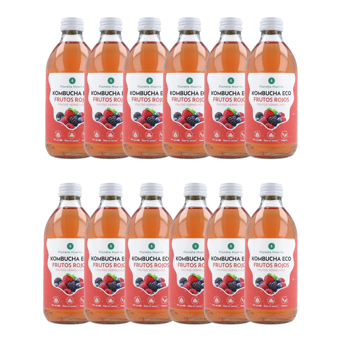 Pack 12x Kombucha ECO Frutos rojos Planeta Huerto 330 ml