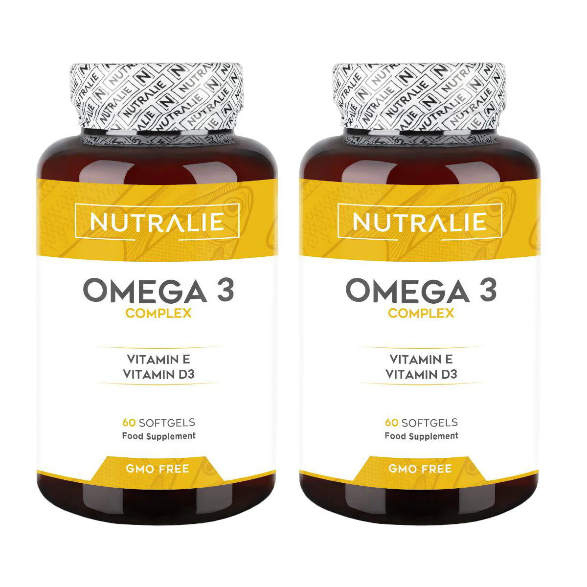 Pack 2x Nutralie Omega 3 Complex 2000mg + Vit E y D3 DHA EPA 60 softgels