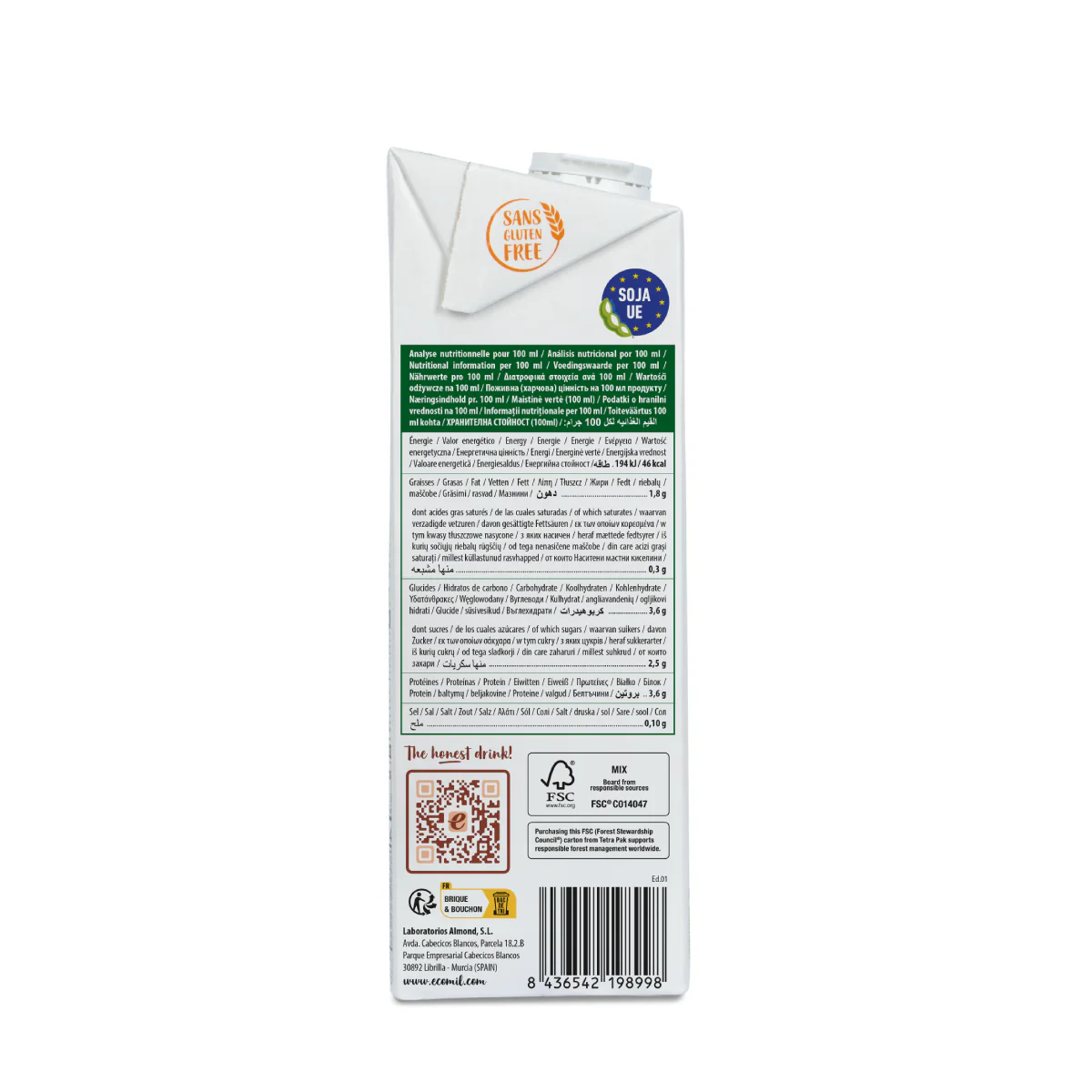 Pack 6x Bebida Vegetal Soja Barista baja en azúcar Ecomil 1 L - Image 5
