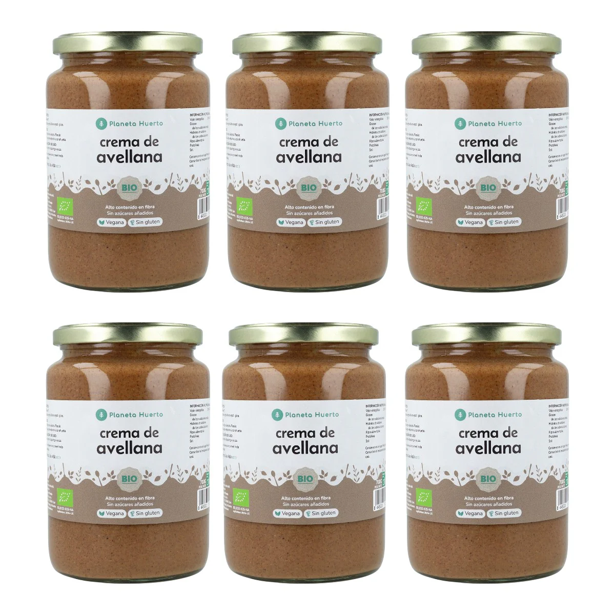 Pack 6x Crema de Avellanas ECO Planeta Huerto 700g