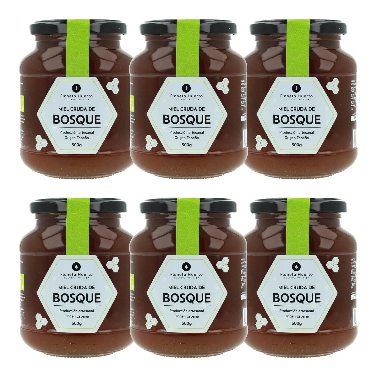 Pack 6x Miel Cruda de Bosque Planeta Huerto 500 gr