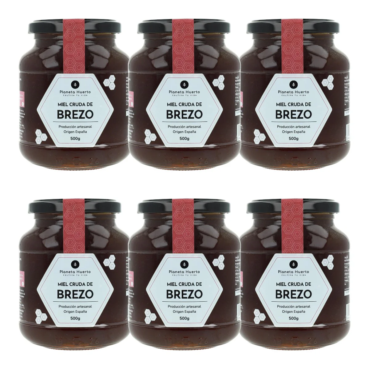 Pack 6x Miel Cruda de Brezo Planeta Huerto 500 gr