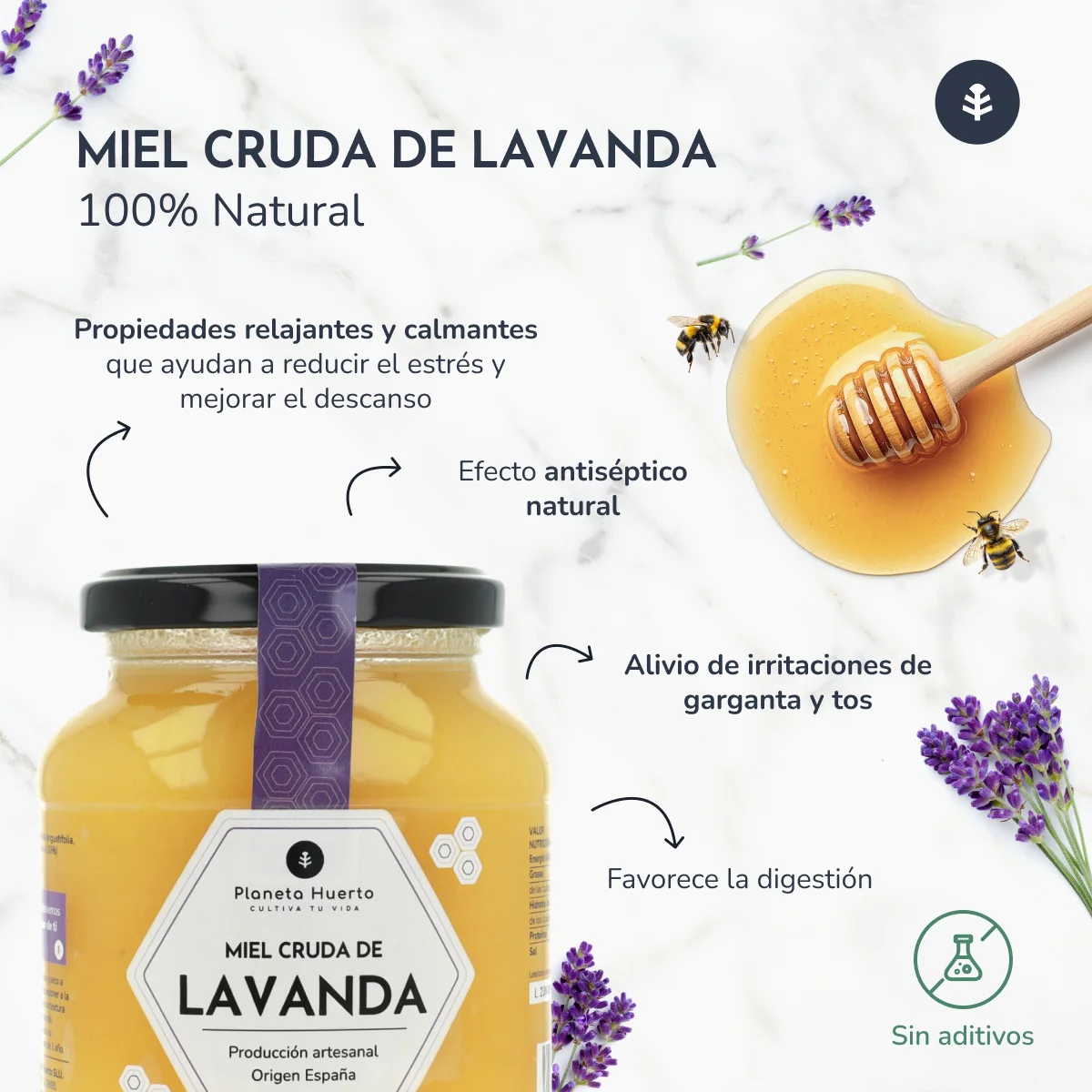 Pack 6x Miel Cruda de Lavanda Planeta Huerto 500 g - Image 5