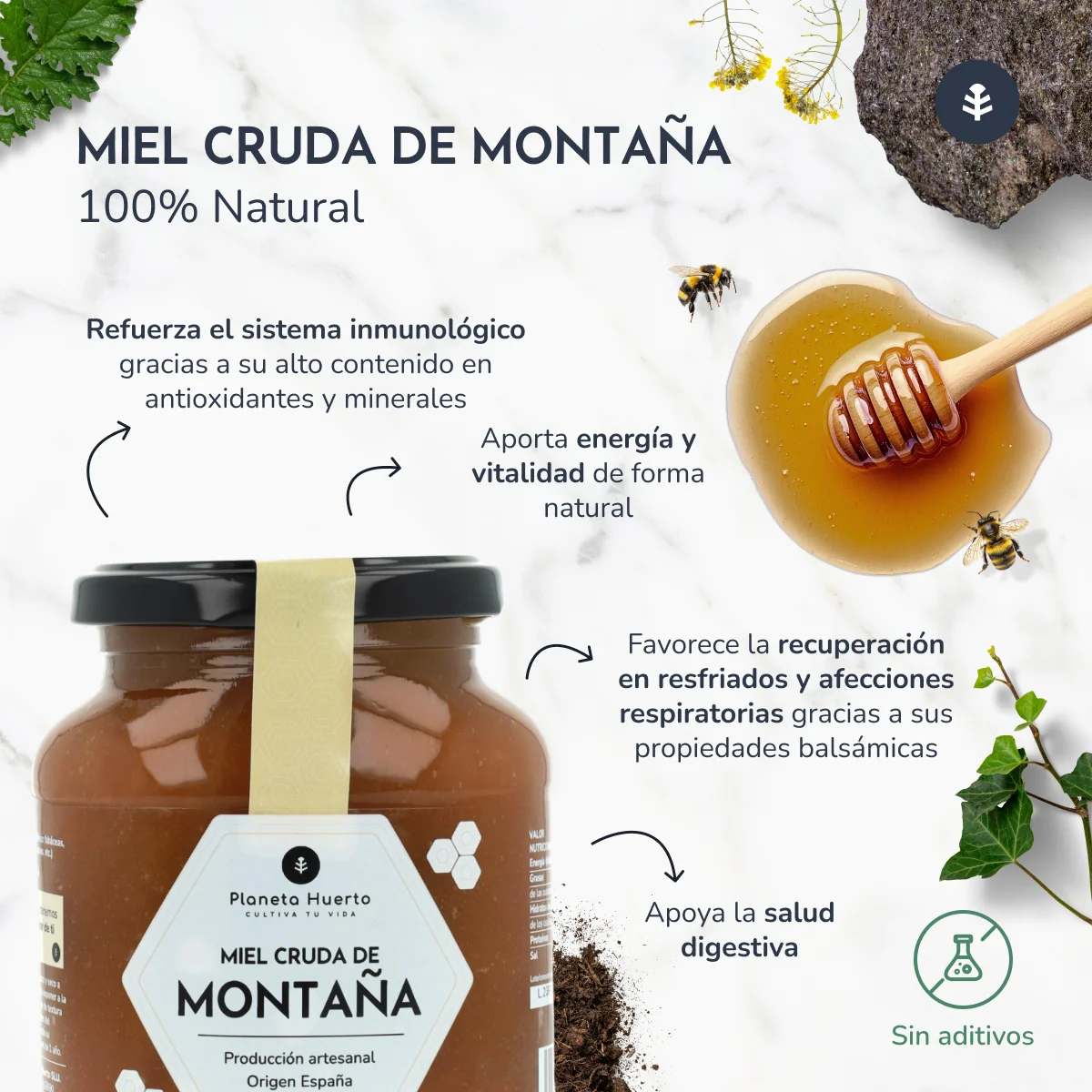 Pack 6x Miel Cruda de Montaña Planeta Huerto 500 g - Image 5