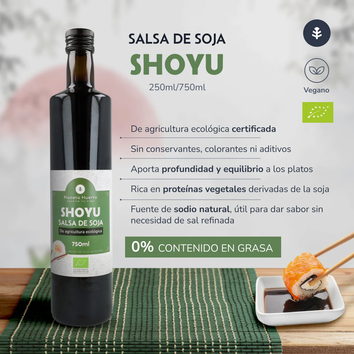 Pack 6x Salsa de soja Shoyu ECO Planeta Huerto 750 ml - Image 3