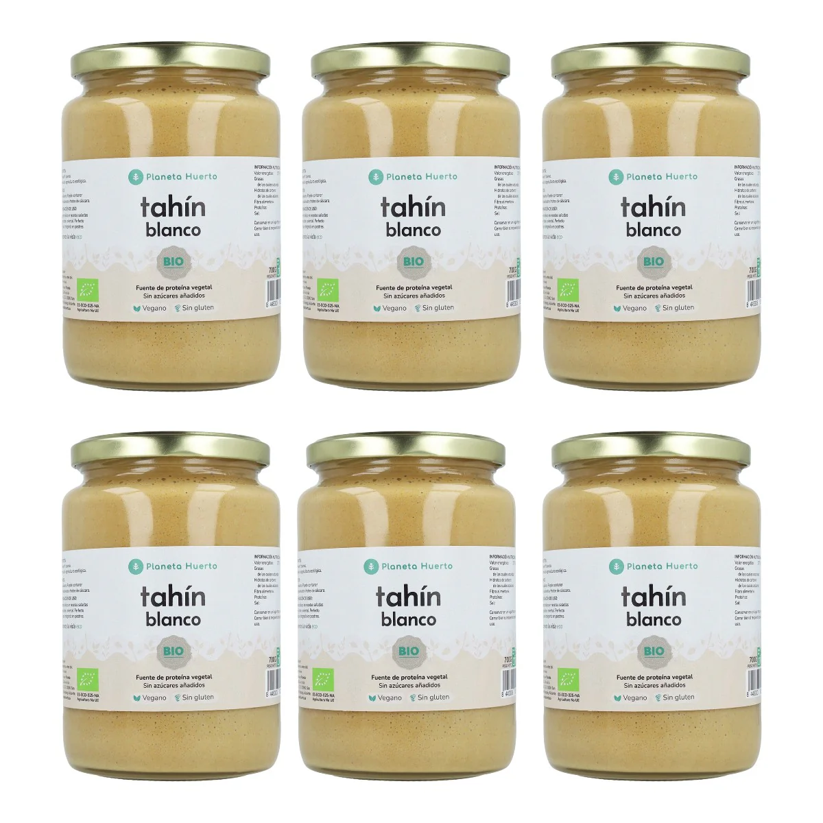 Pack 6x Tahin de sésamo Blanco ECO Planeta Huerto 700g