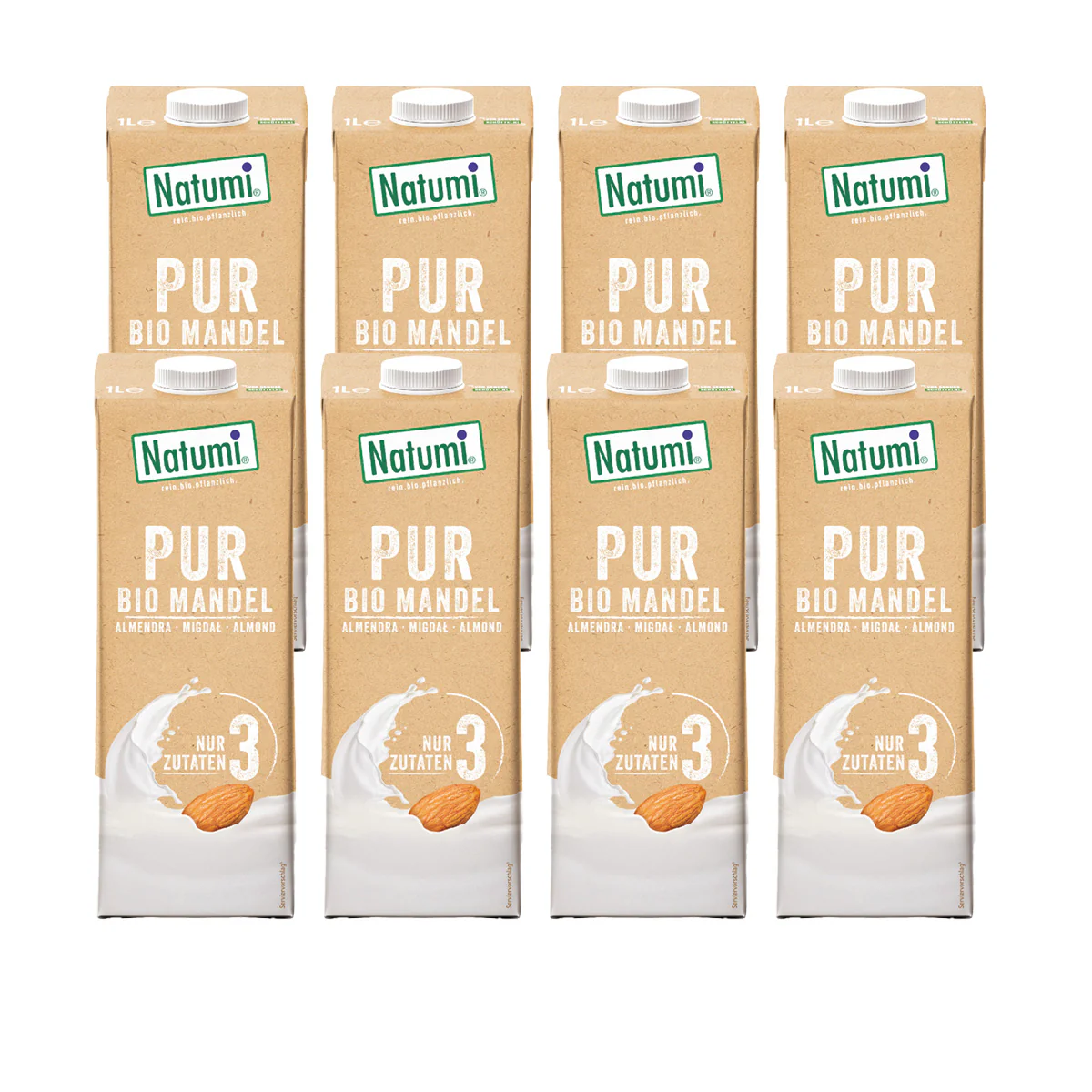 Pack 8x Bebida de Almendra Premiun & Pure BIO Natumi 1 L
