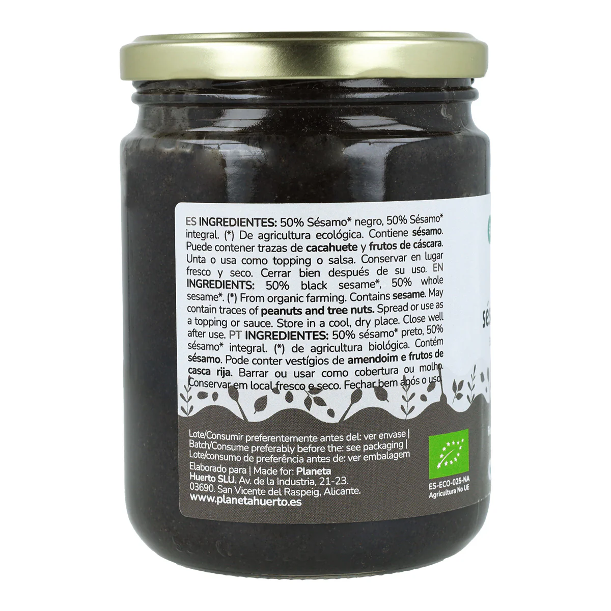 Pack 9x Tahín Sésamo Negro ECO Planeta Huerto 350 g - Image 2