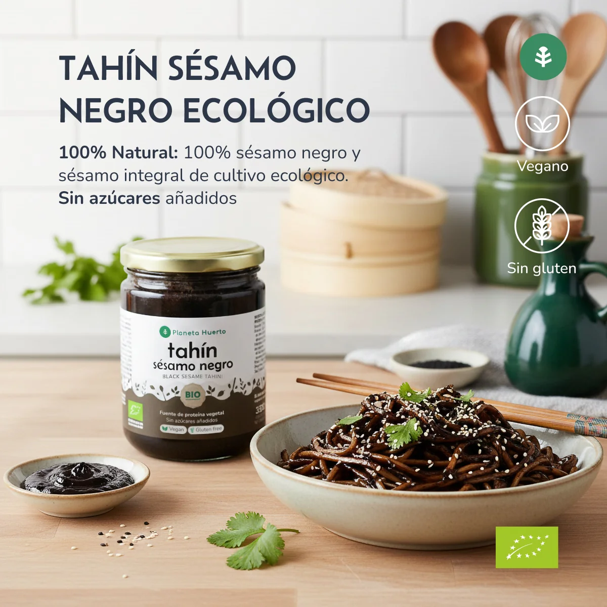 Pack 9x Tahín Sésamo Negro ECO Planeta Huerto 350 g - Image 4