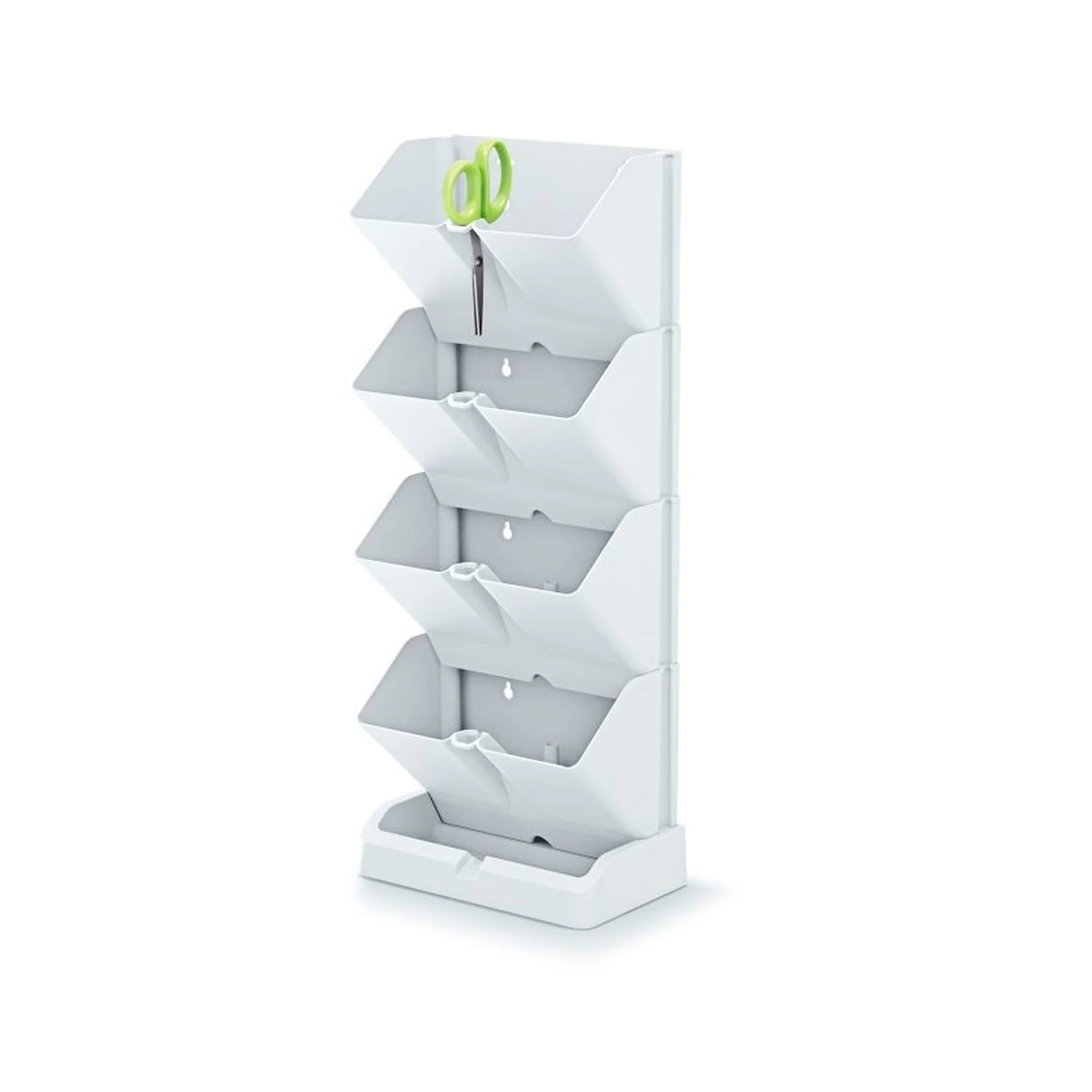 Pack de 2 Maceteros Verticales Prosperplast Mini Cascade de Plástico Blanco (19.5 x 11.4 x 47.5 cm) + 2 Tijeras de Jardín - Image 2