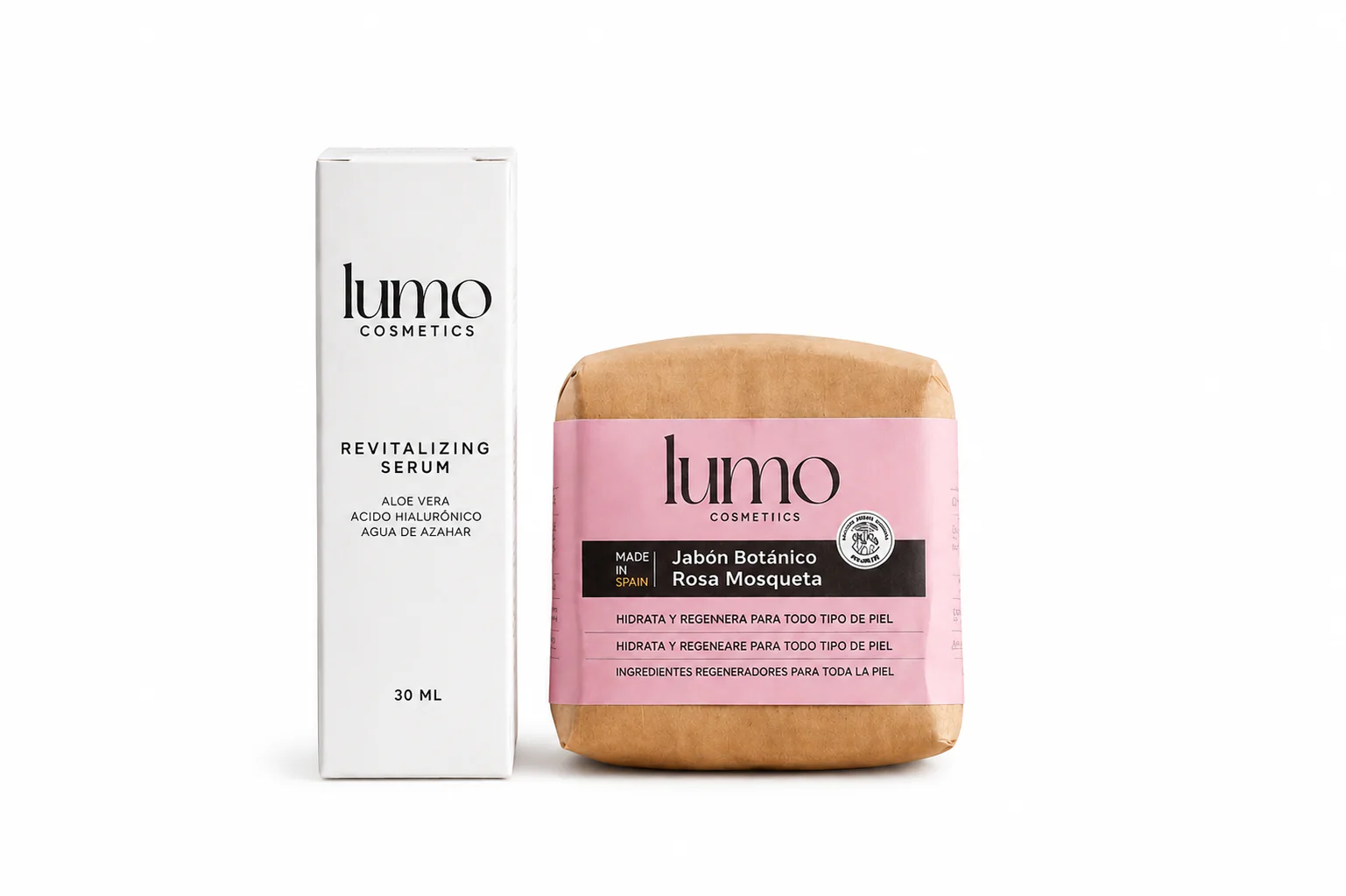 Pack Luminosidad | Sérum Hialurónico + Jabón Rosa Mosqueta | Lumo Cosmetics