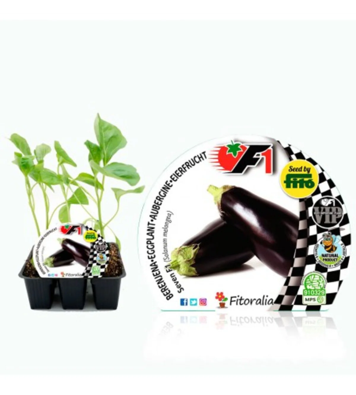 Pack plantones berenjena Seven híbrida 6 ud. natural- Fitoralia