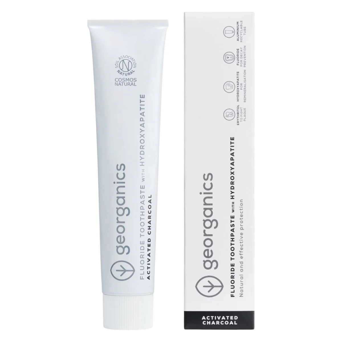 Pasta de dientes con Hidroxiapatita Carbón Activado con flúor Georganics 75 ml