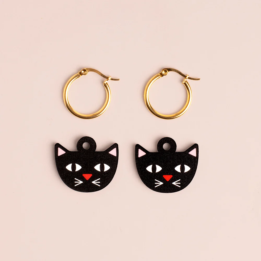 Pendientes Cat De Madera | Joyería Artesanal, Ligera Y Elegante | Diseño Natural Y Original - Image 3