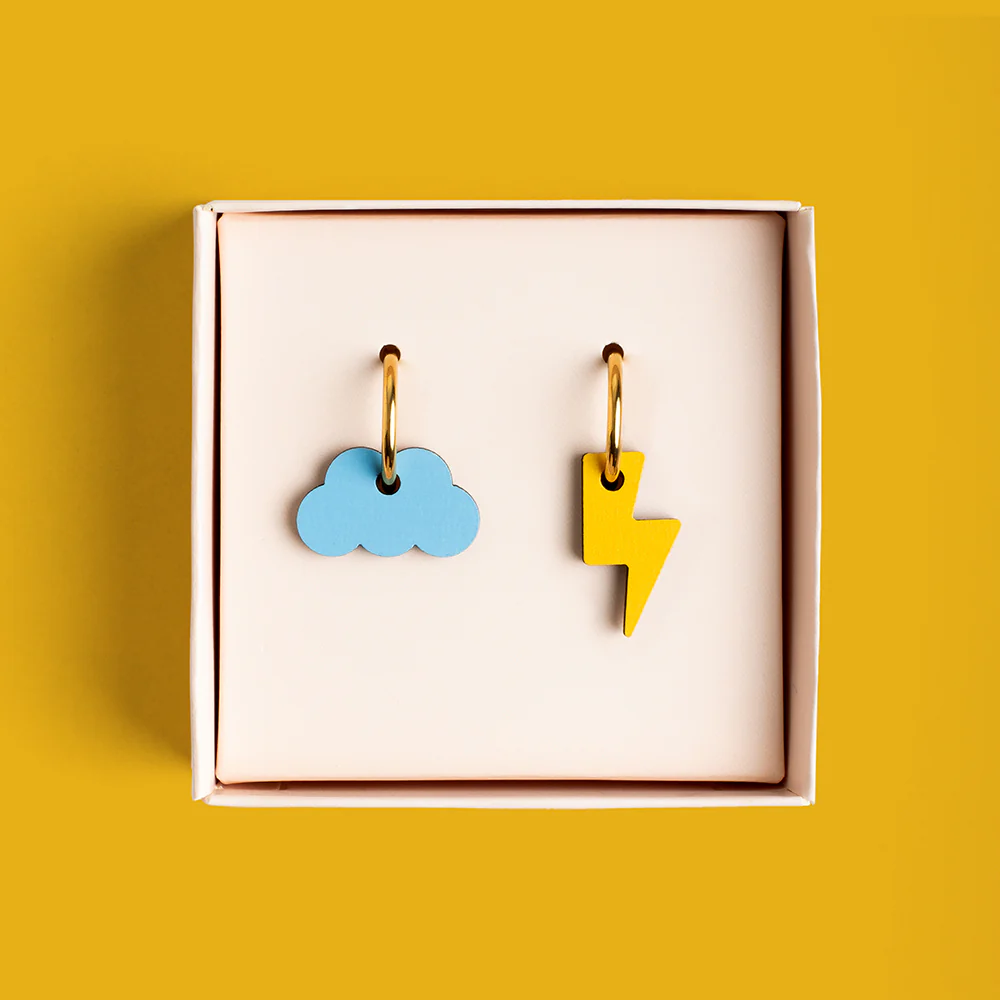 Pendientes Cloud And Bolt De Madera | Joyería Artesanal, Ligera Y Elegante | Diseño Natural Y Original - Image 2