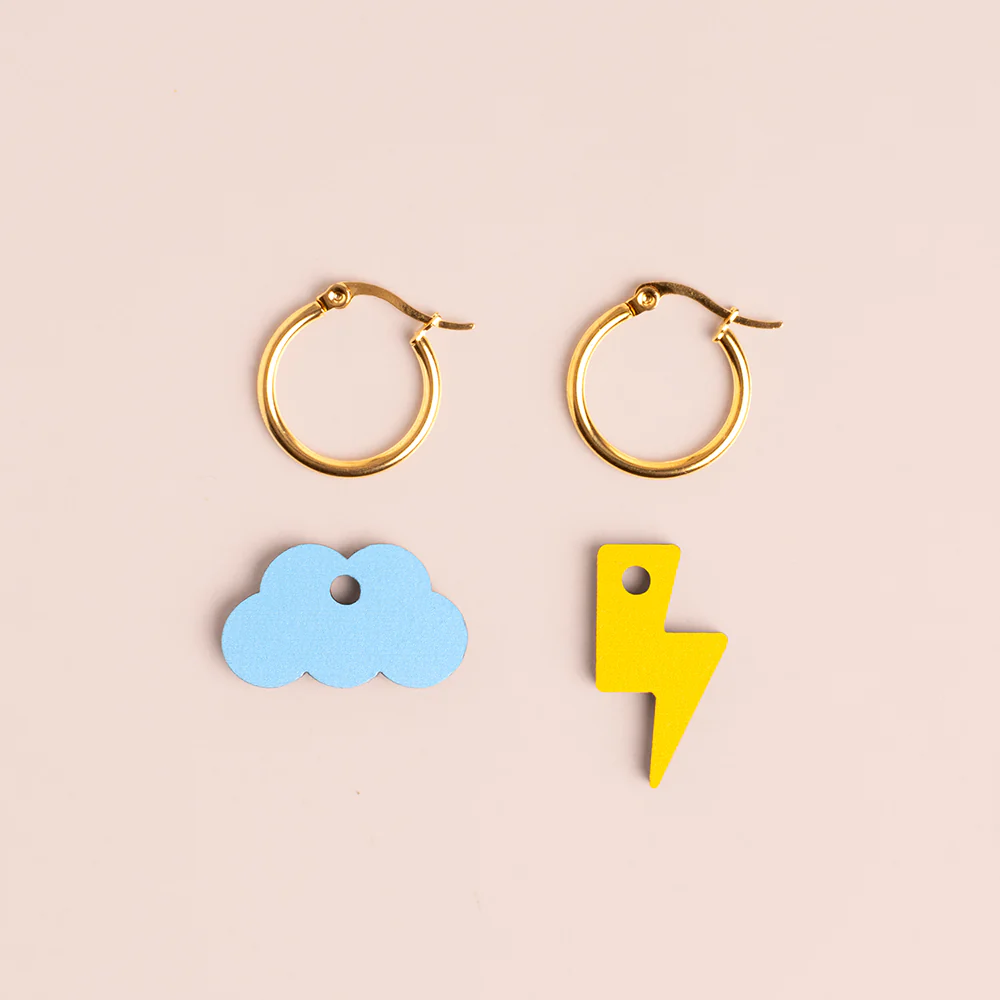 Pendientes Cloud And Bolt De Madera | Joyería Artesanal, Ligera Y Elegante | Diseño Natural Y Original - Image 3