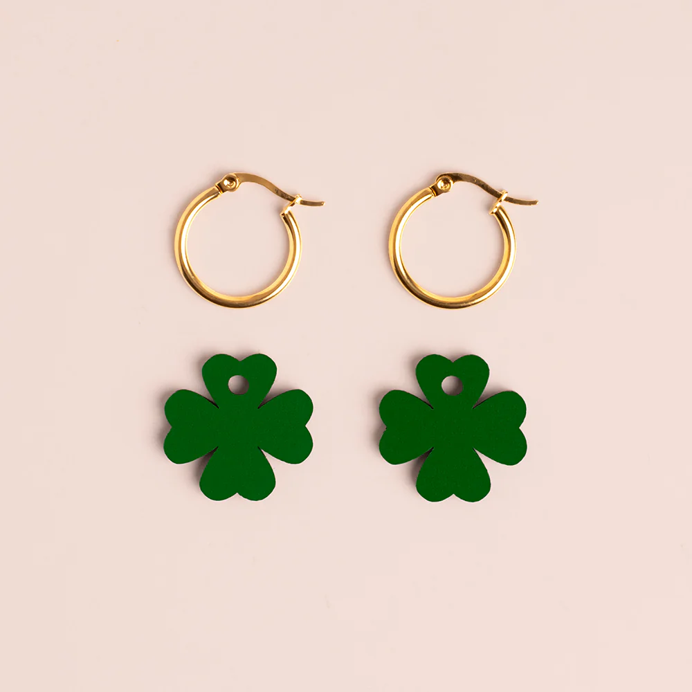 Pendientes Clover De Madera | Joyería Artesanal, Ligera Y Elegante | Diseño Natural Y Original - Image 3