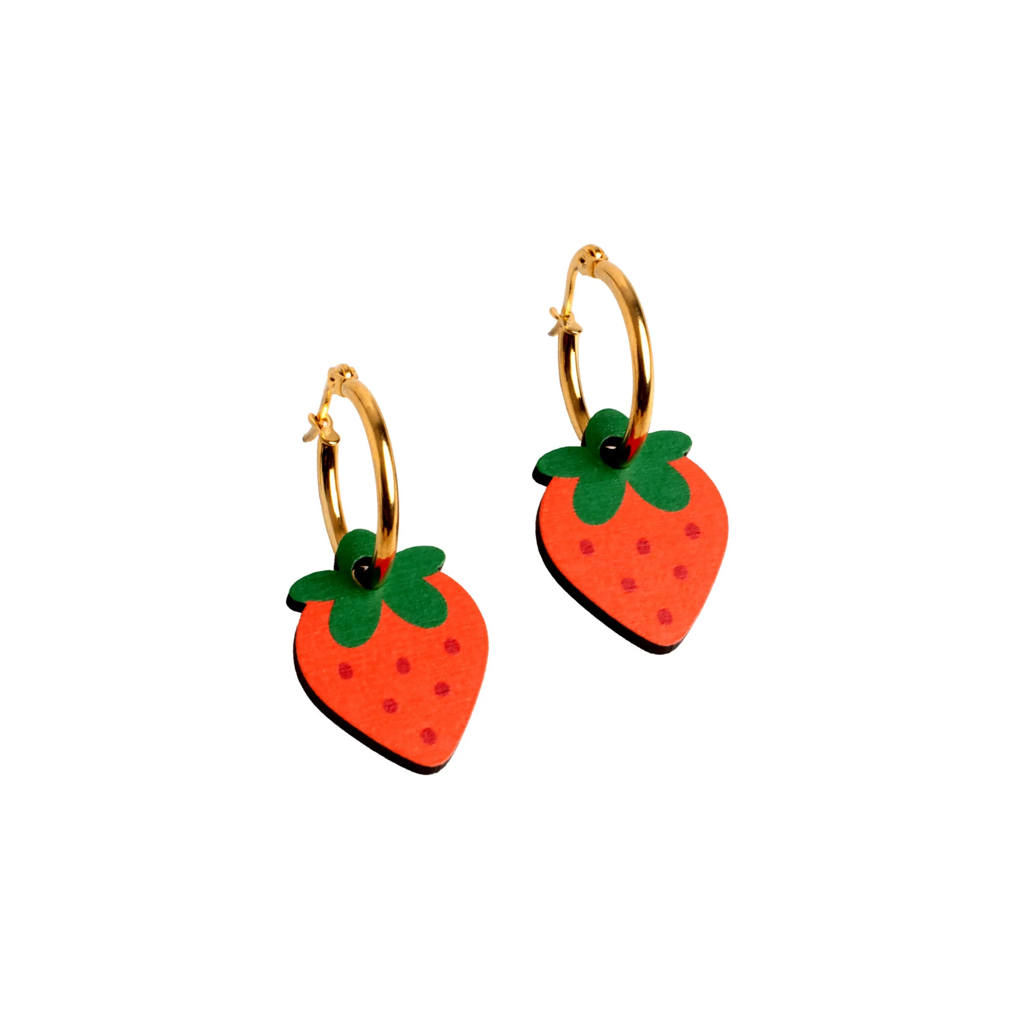 Pendientes Strawberry De Madera | Joyería Artesanal, Ligera Y Elegante | Diseño Natural Y Original
