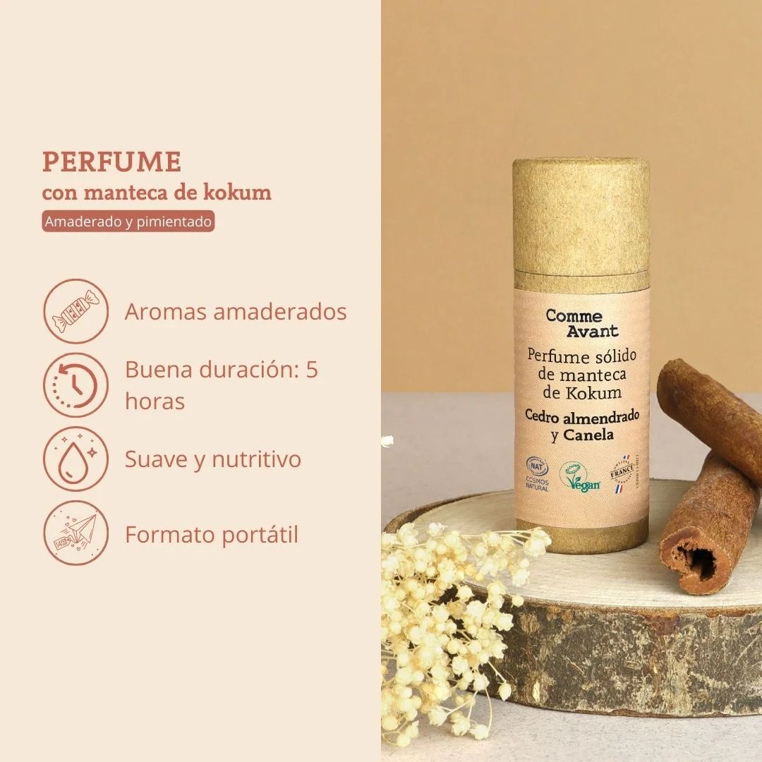 Perfume sólido amaderado y especiado con manteca de kokum Vetiver pimientado e Incienso Comme Avant 20 ml - Image 3