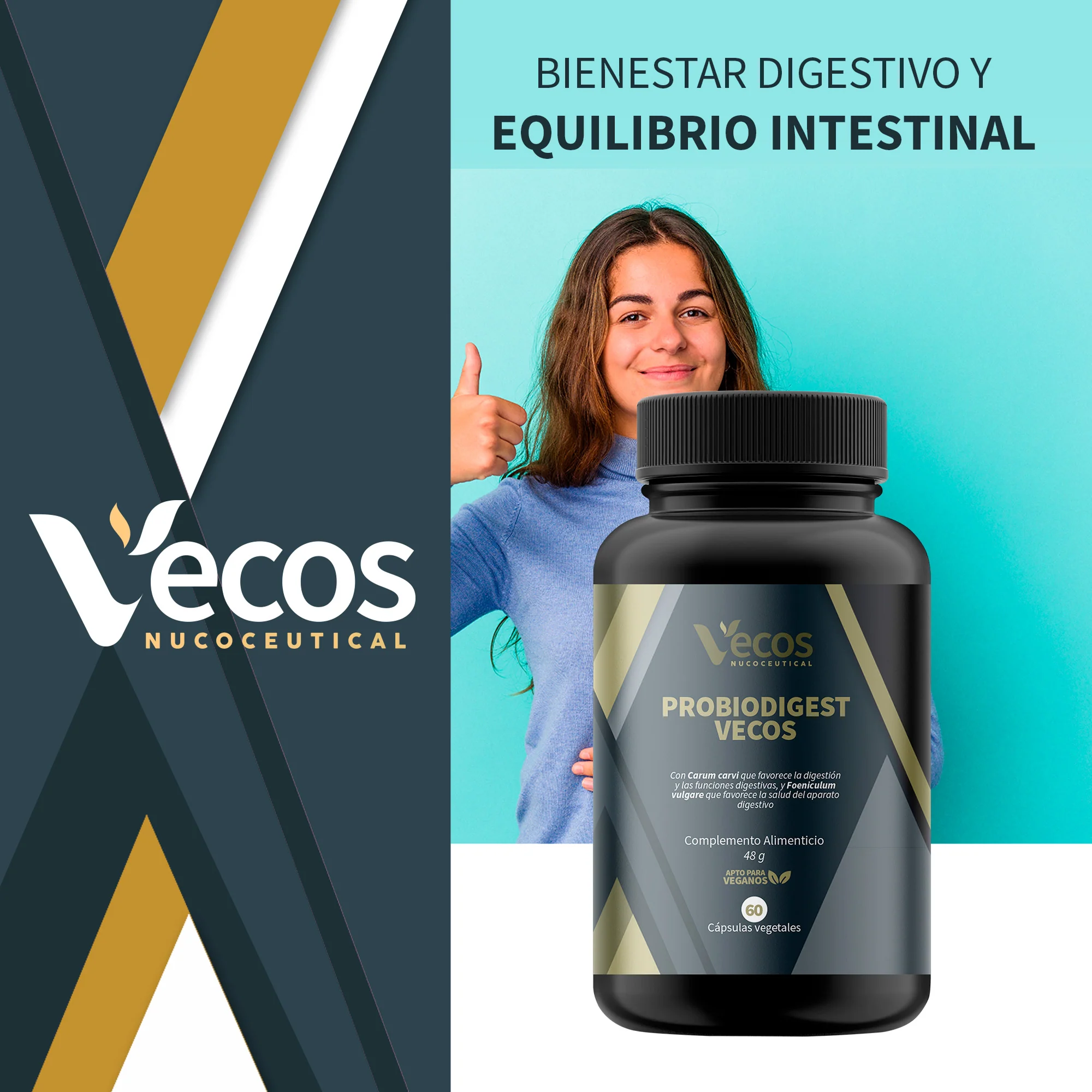 Probiodigest Vecos 60 Cápsulas | Digestión Pesada Y Gases | Enzimas Digestivas + Probióticos - Image 2