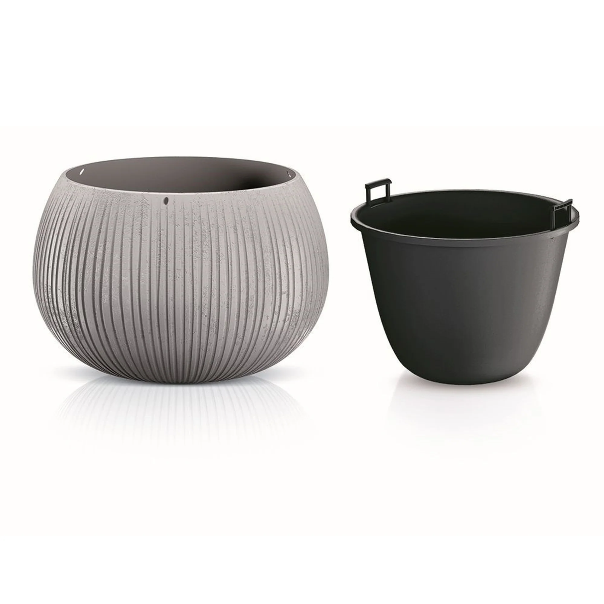 Prosperplast Beton Bowl De Plástico Con Depósito En Color Cemento, 21,8 (alto) X 37 (ancho) X 37 (profundo) Cms - Image 2