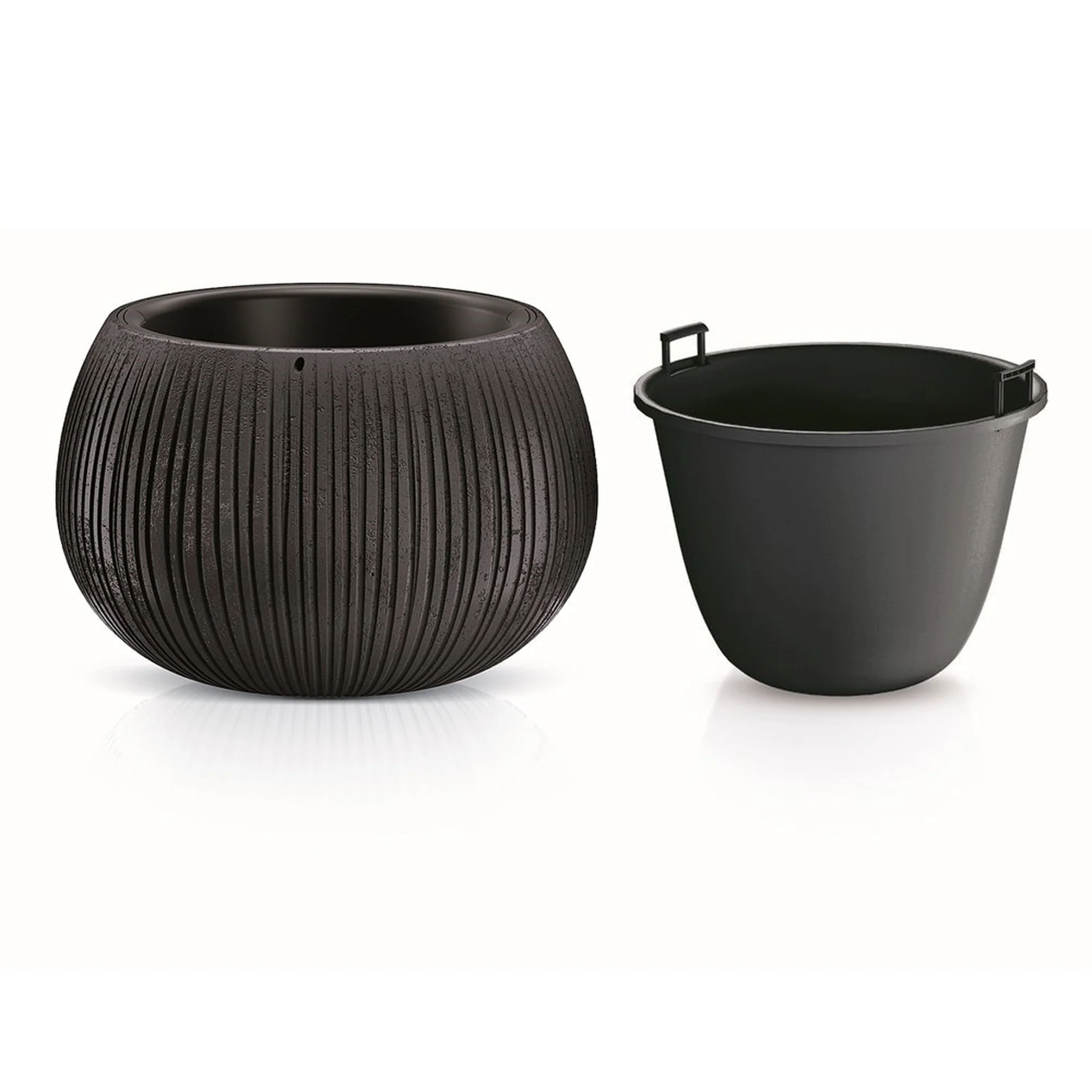 Prosperplast Beton Bowl De Plástico Con Depósito En Color Cemento Negro, 21,8 (alto) X 37 (ancho) X 37 (profundo) Cms - Image 2