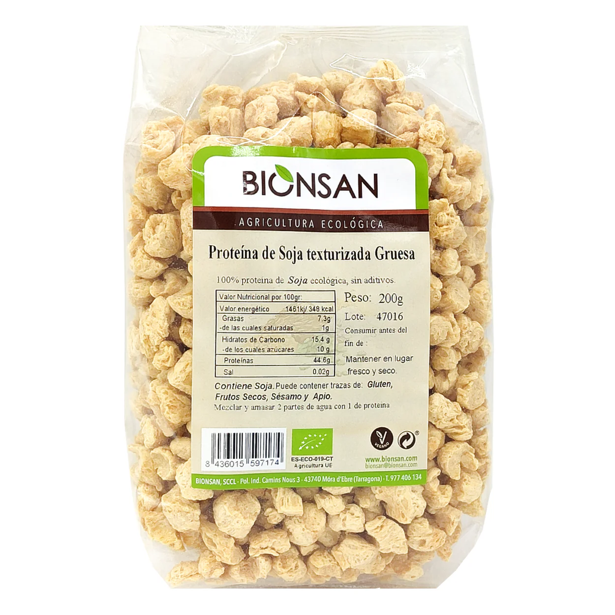 Proteína De Soja Texturizada Gruesa Eco Bionsan 200gr