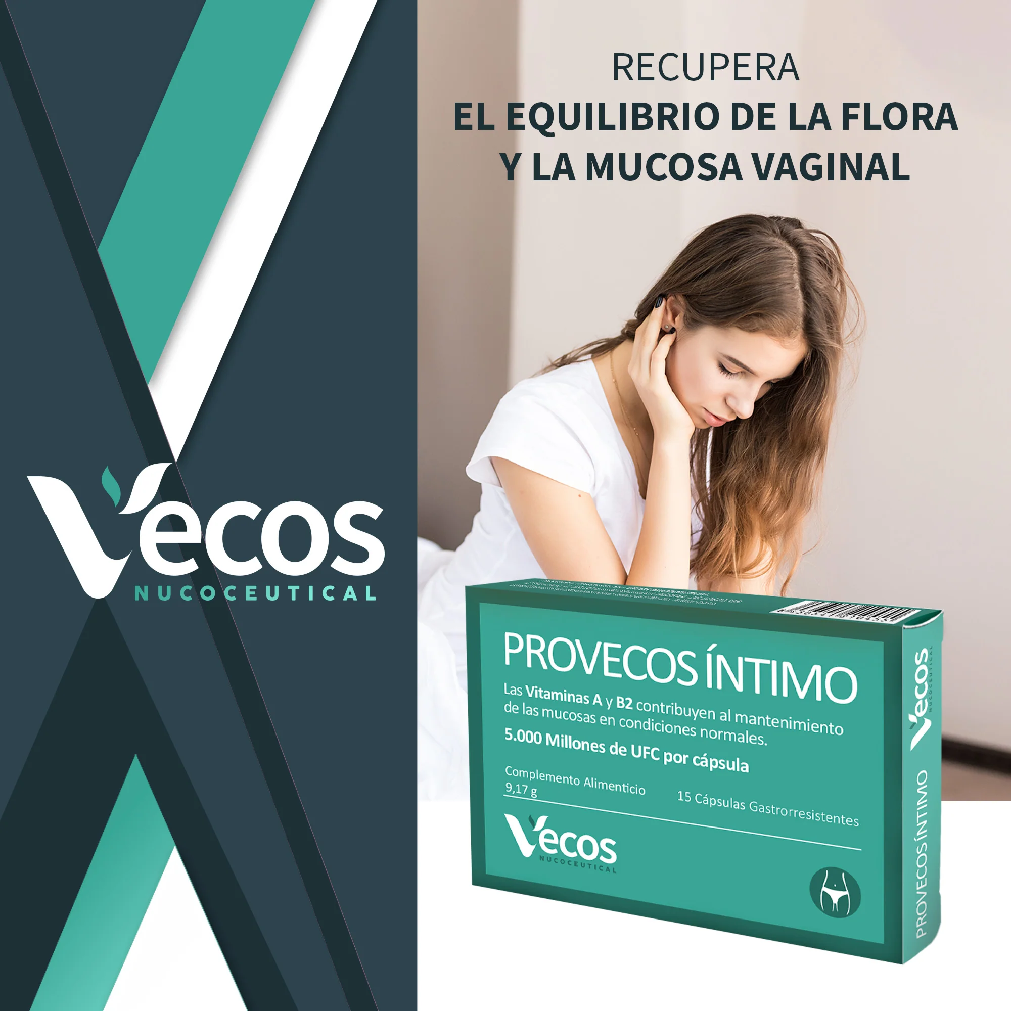 Provecos Íntimo Vecos 15 Cápsulas | Flora Vaginal, Confort Íntimo Y Equilibrio Microbiológico | Con Probióticos - Image 2