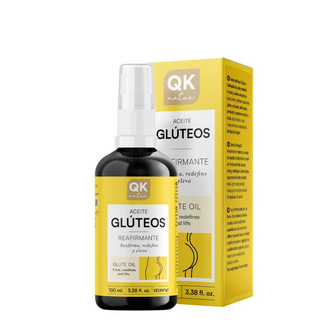 QKnatur - Aceite Para Glúteos Reafirmante 100 Ml. Reafirma Y Eleva Los Glúteos. Previene La Aparición De Celulitis