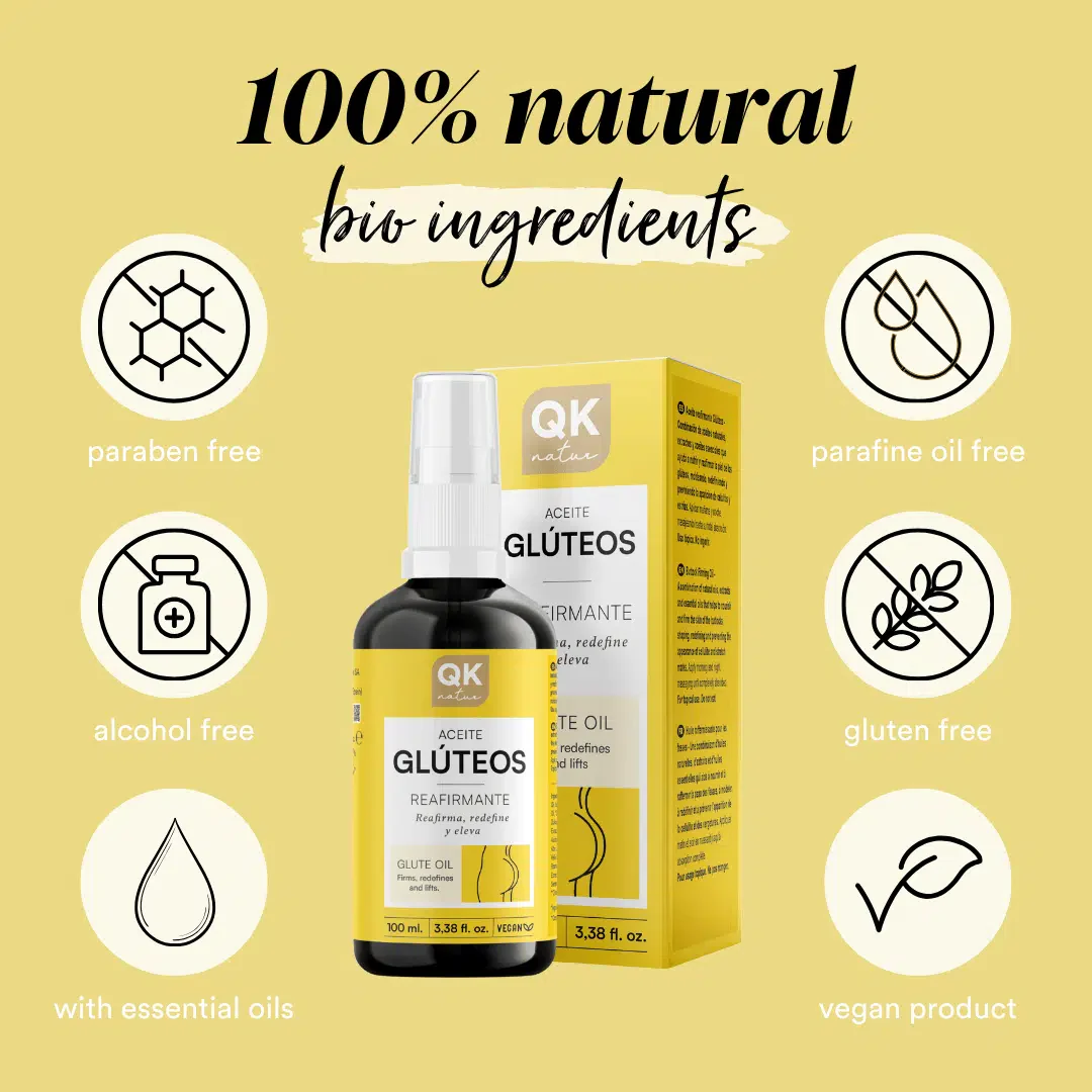 QKnatur - Aceite Para Glúteos Reafirmante 100 Ml. Reafirma Y Eleva Los Glúteos. Previene La Aparición De Celulitis - Image 6