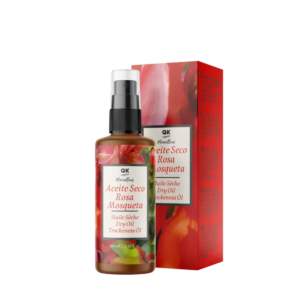 QKnatur - Aceite Seco De Rosa Mosqueta -100ml. Nutre, Rápida Absorción, Para Piel Y Cabello, Antioxidante, Antiedad