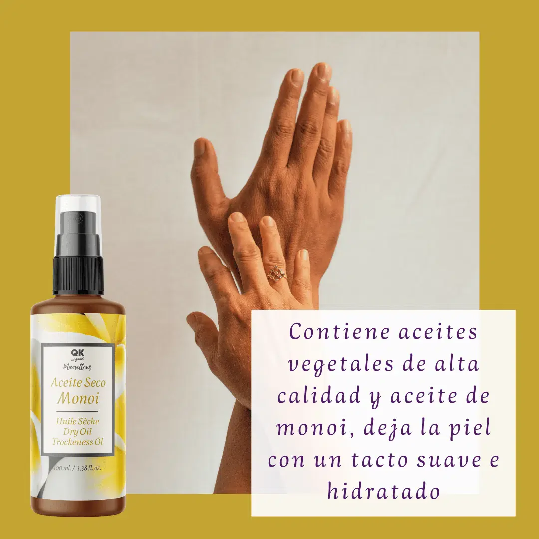 QKnatur - Aceite Seco Monoi. Hidratación Y Nutrición Para La Piel Y El Pelo. Con Una Rápida Absorción - 100 Ml. - Image 4
